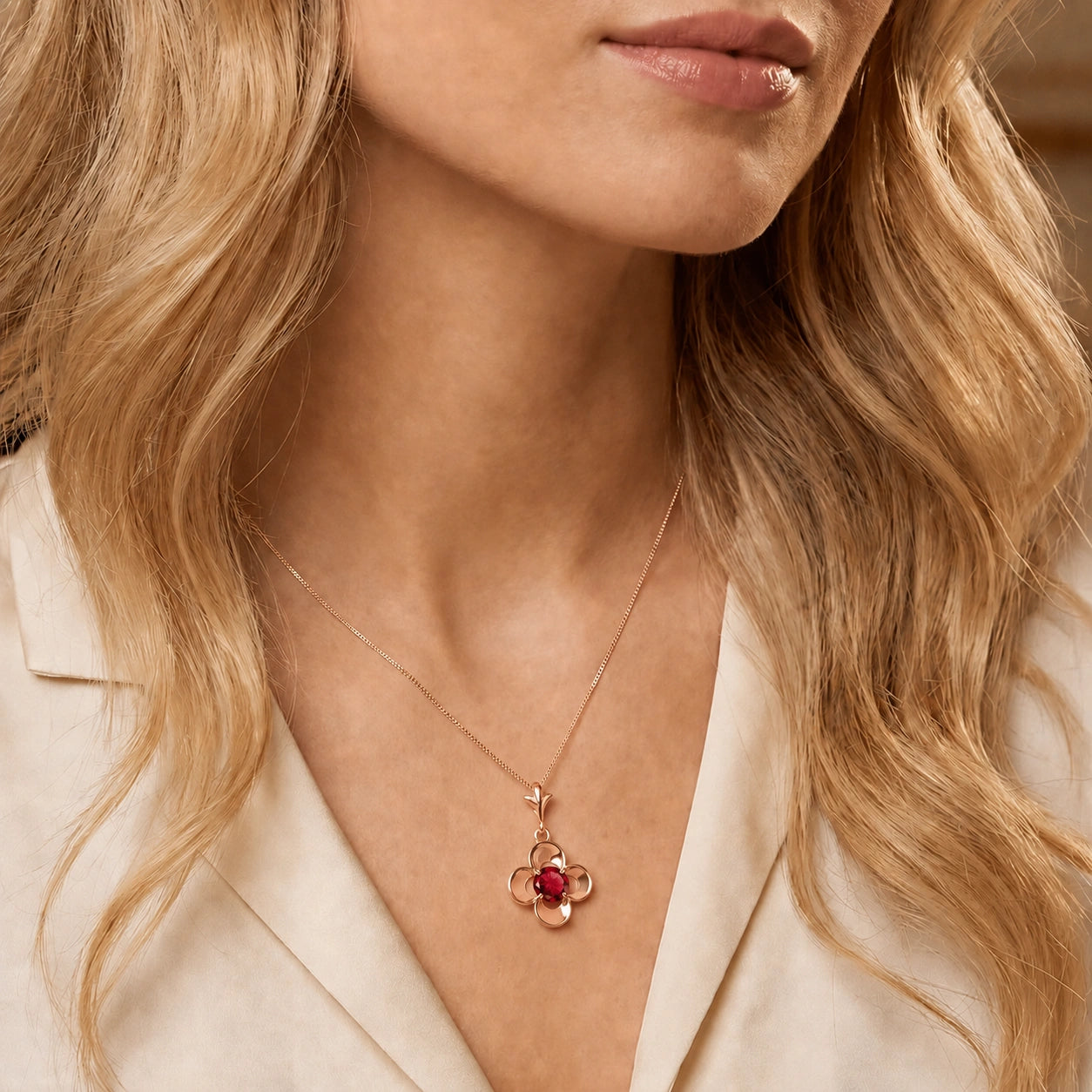 Rose Gold Heritage Necklace Ruby 10K — Malvina