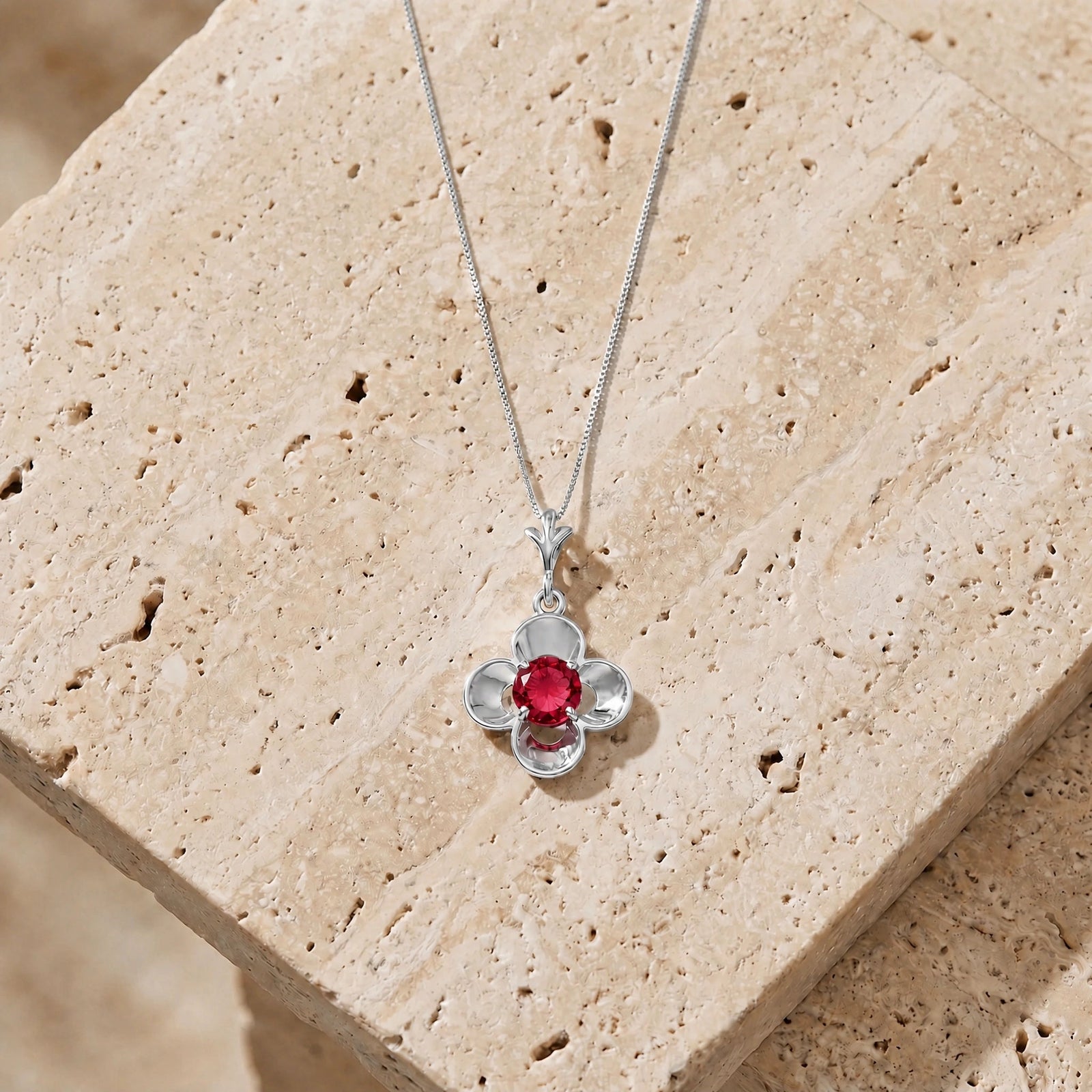 White Gold Heritage Necklace Ruby 10K — Malvina