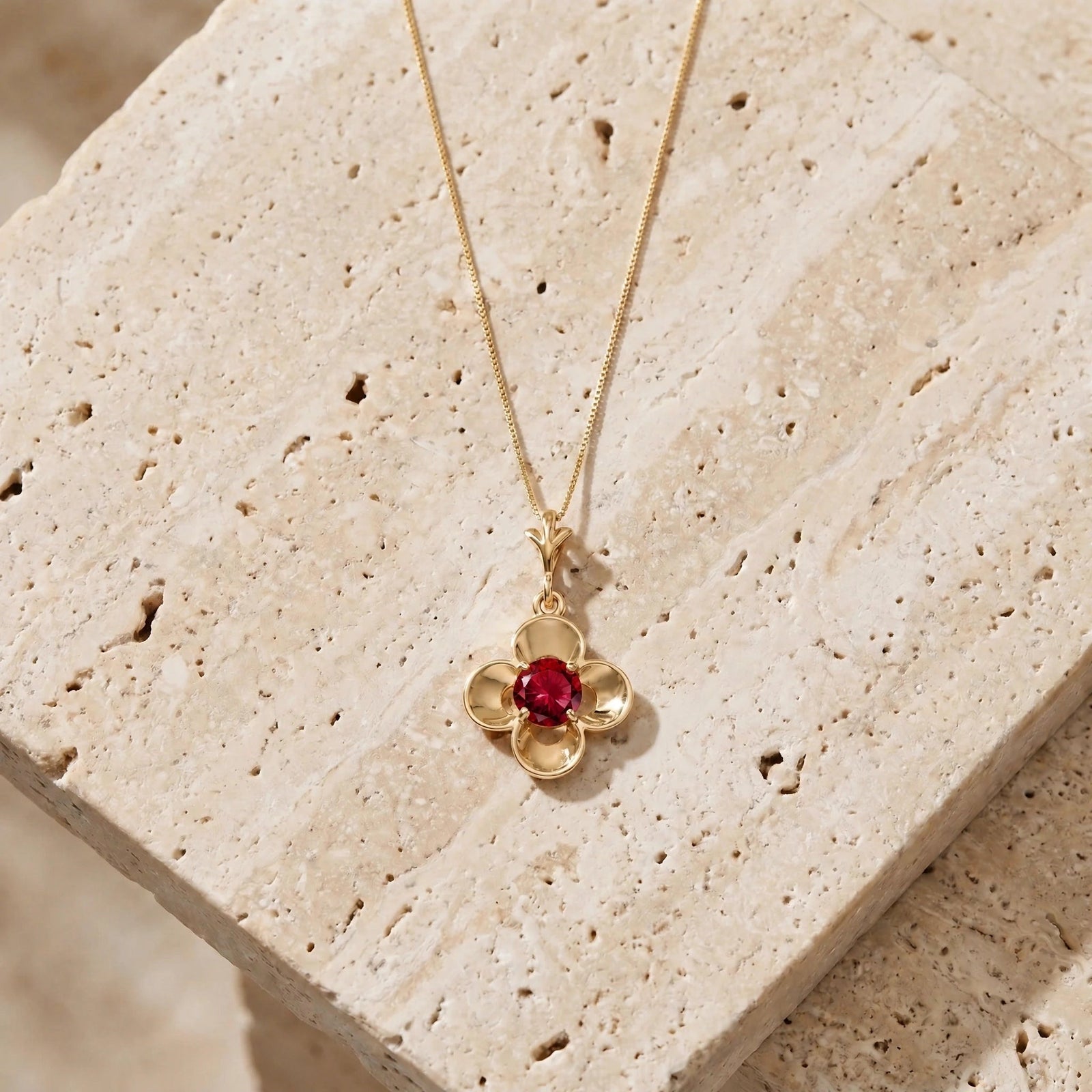 Yellow Gold Heritage Necklace Ruby 10K — Malvina