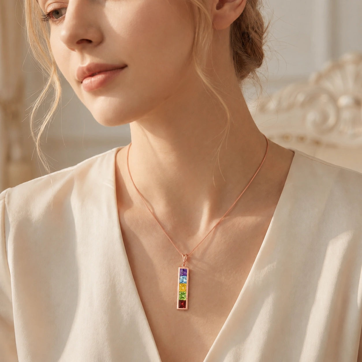 Rose Gold Necklace Amethyst 10K — Giulietta