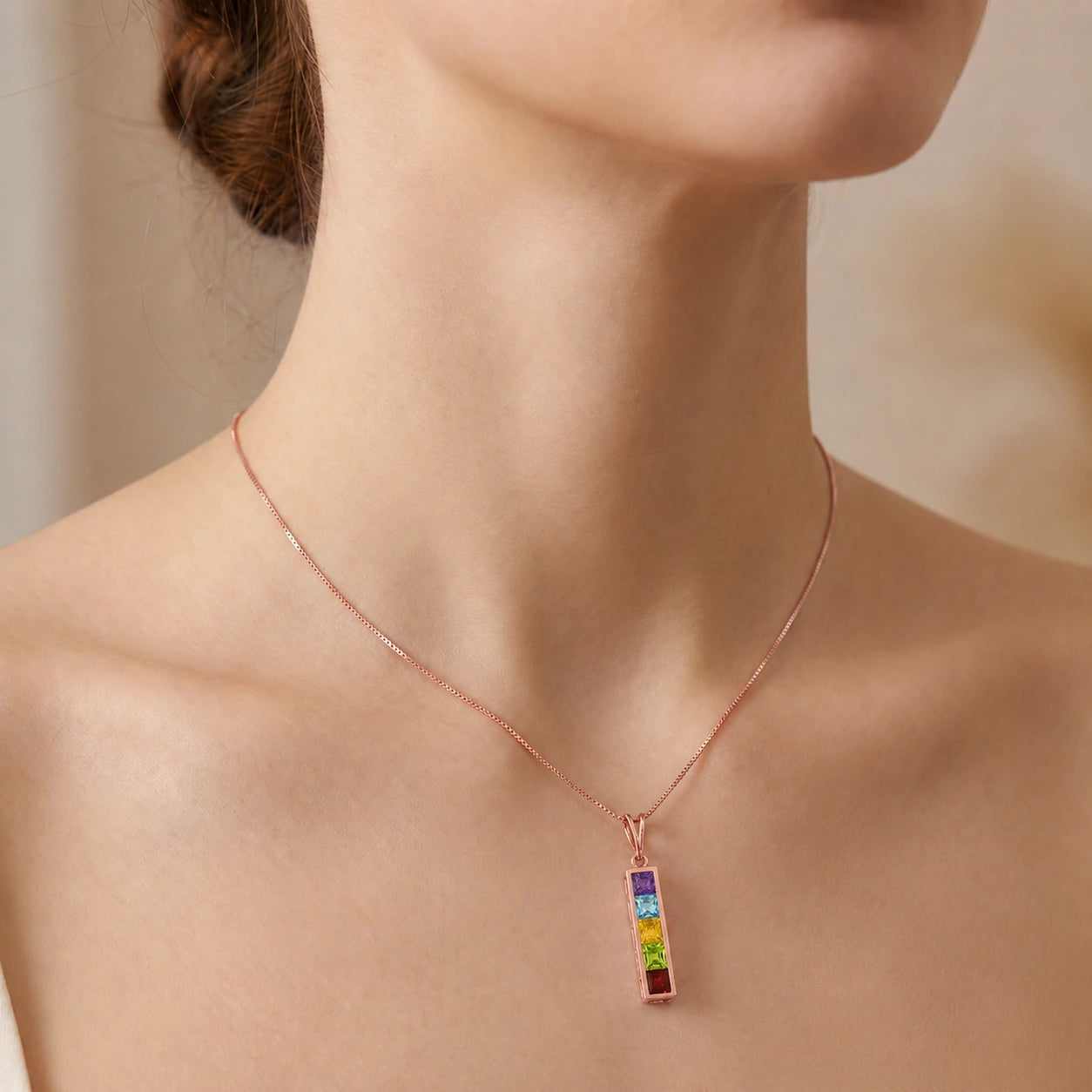 Rose Gold Necklace Amethyst 10K — Giulietta