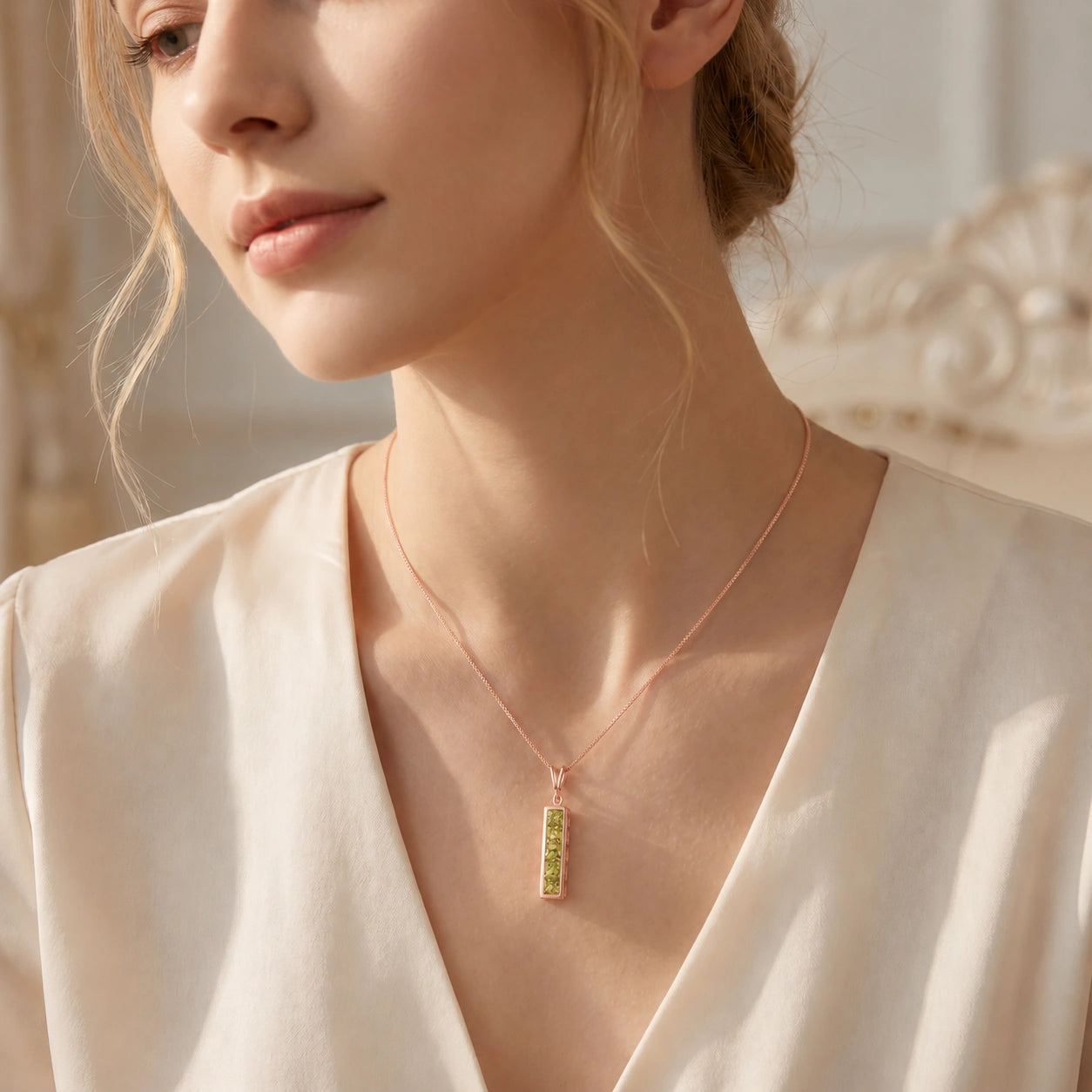 Rose Gold Necklace Aquamarine 10K — Giulietta