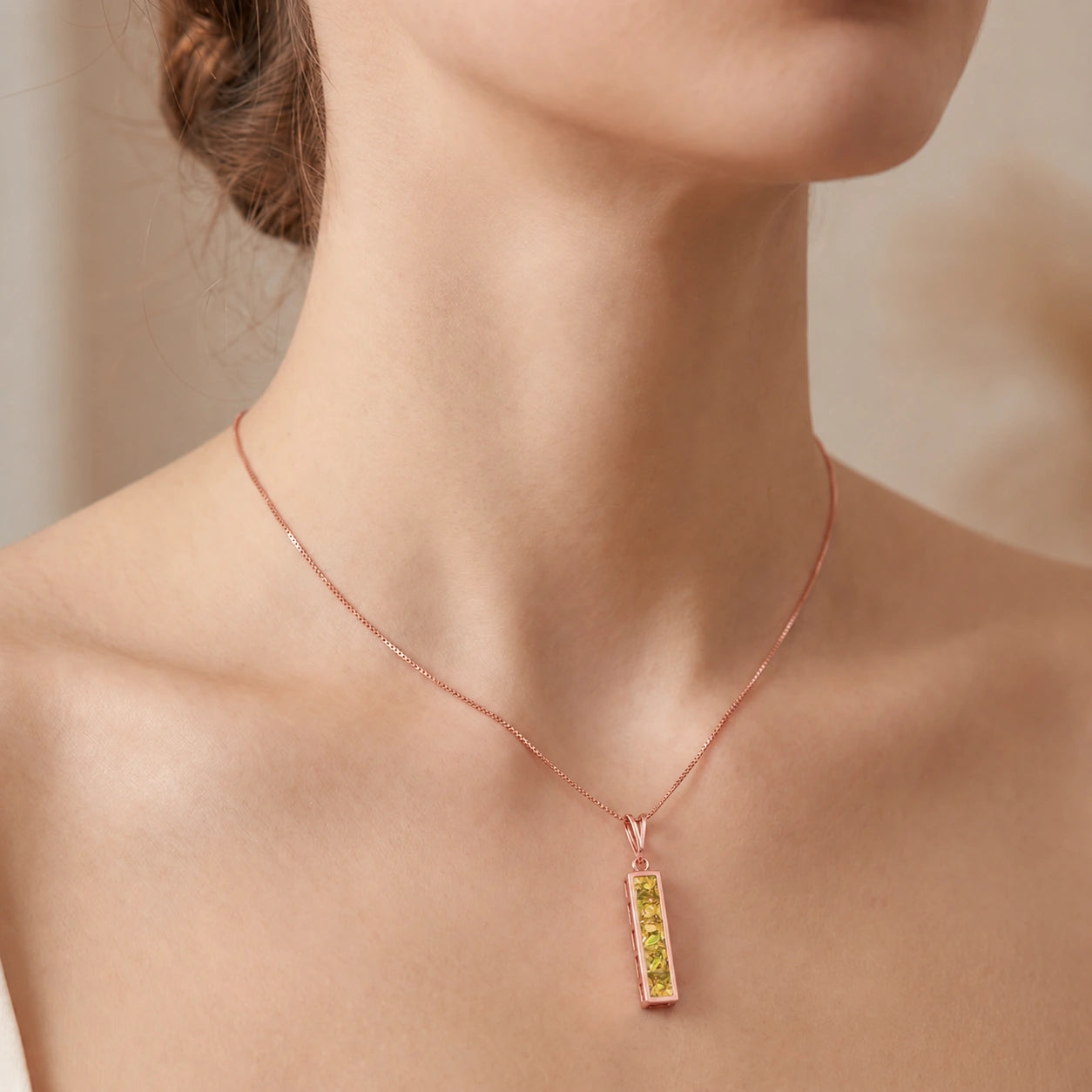 Rose Gold Necklace Aquamarine 10K — Giulietta
