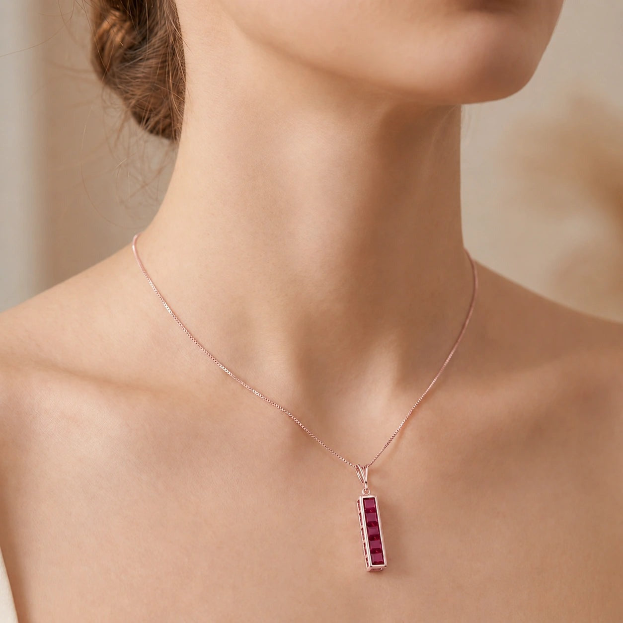 Rose Gold Necklace Blue Topaz 10K — Giulietta