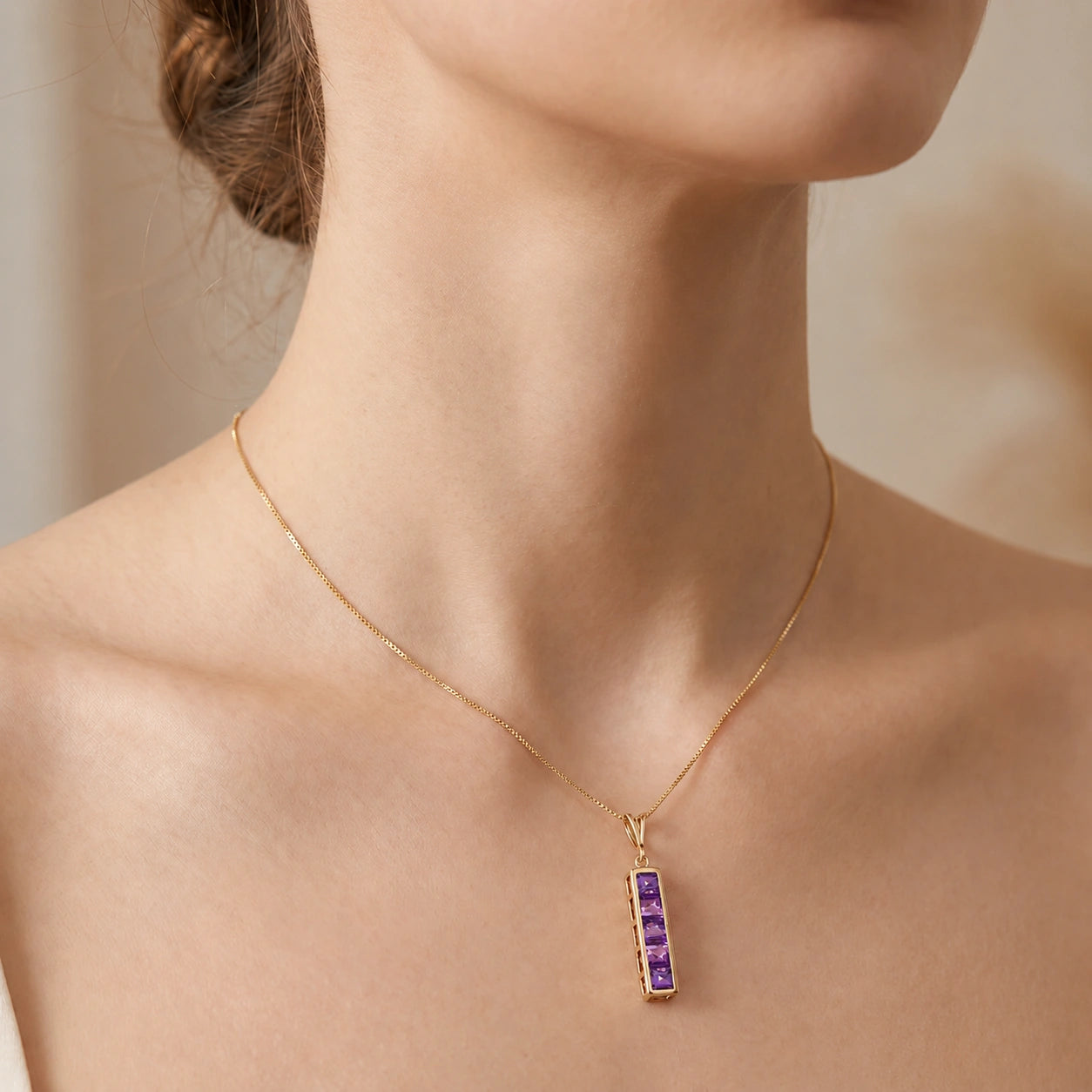 Yellow Gold Necklace Garnet 10K — Giulietta