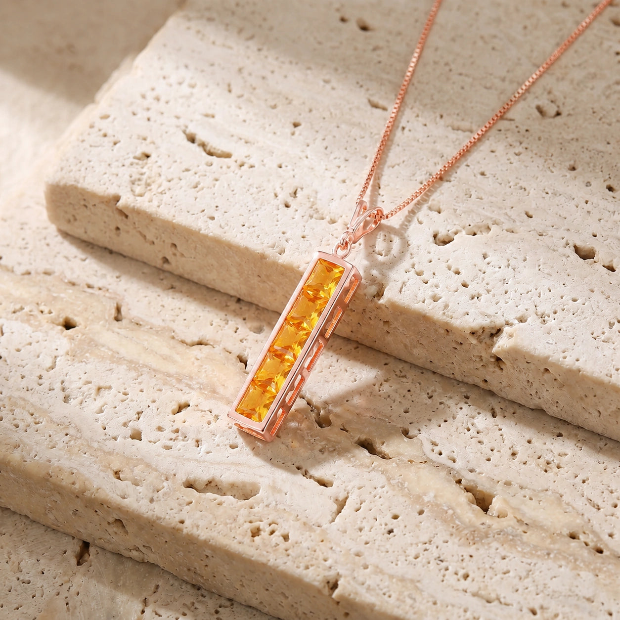 Rose Gold Necklace Multi-Gemstone 10K — Giulietta