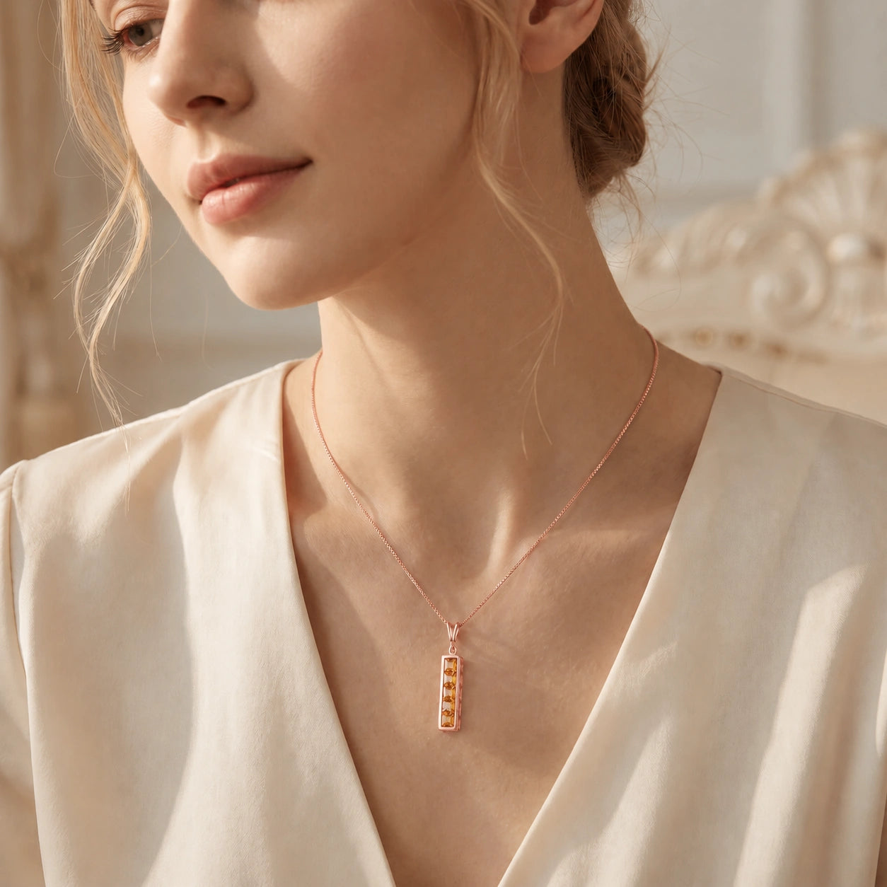 Rose Gold Necklace Multi-Gemstone 10K — Giulietta