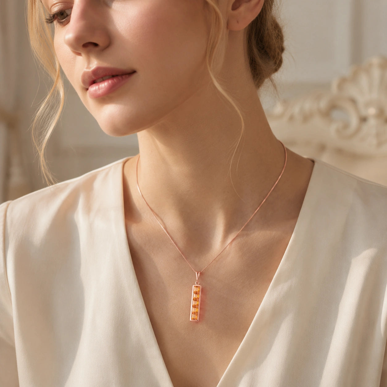 Rose Gold Necklace Multi-Gemstone 10K — Giulietta