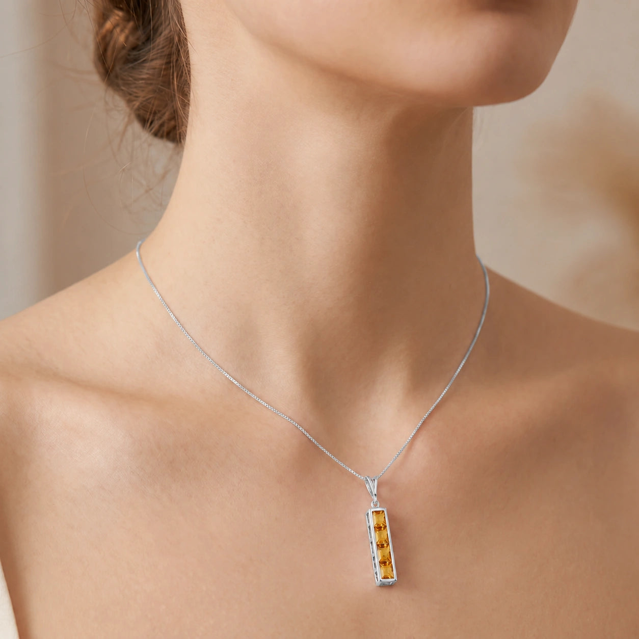 White Gold Necklace Multi-Gemstone 10K — Giulietta