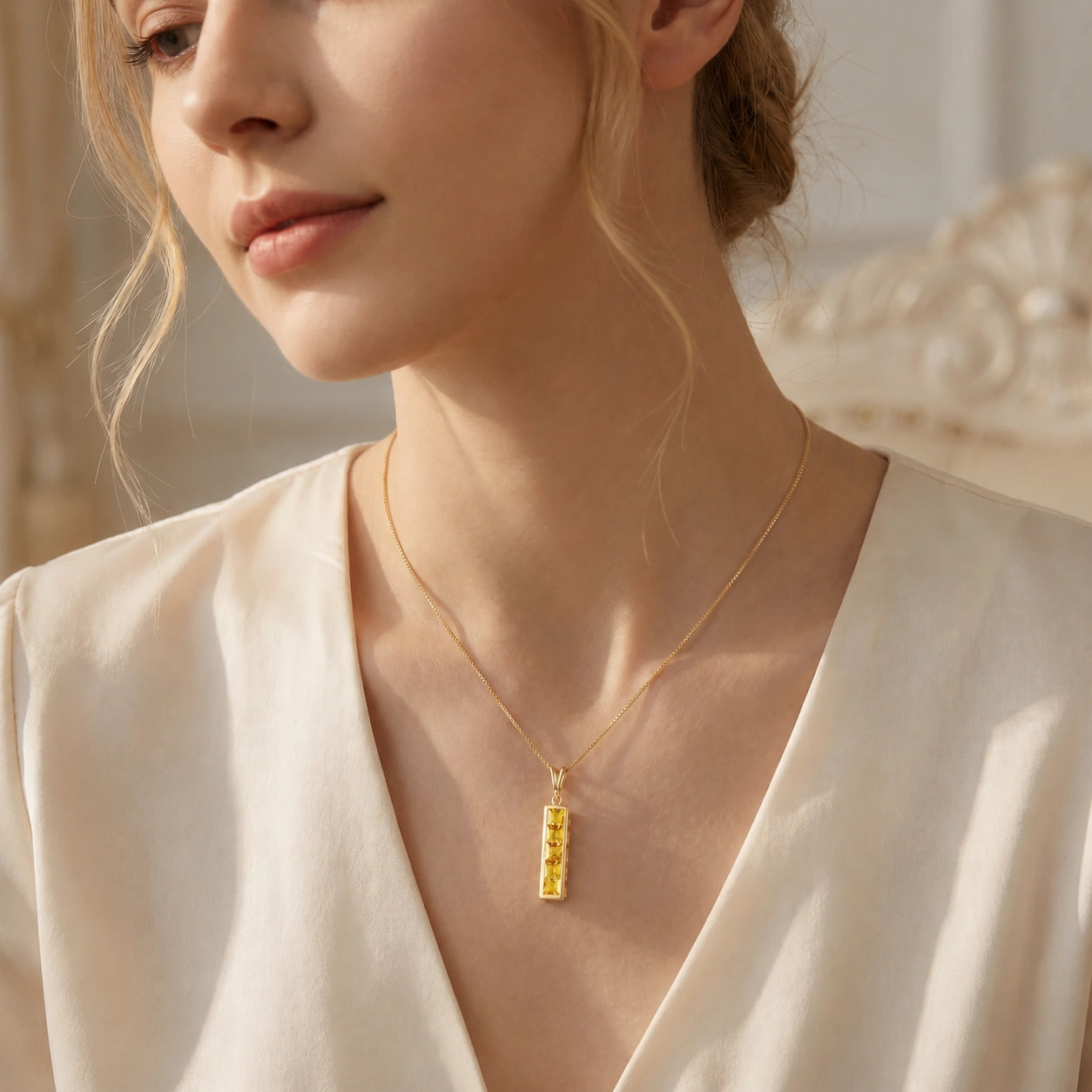 Yellow Gold Necklace Multi-Gemstone 10K — Giulietta