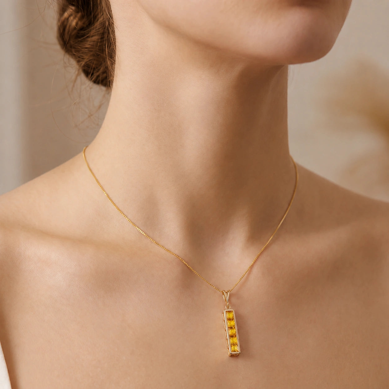 Yellow Gold Necklace Multi-Gemstone 10K — Giulietta