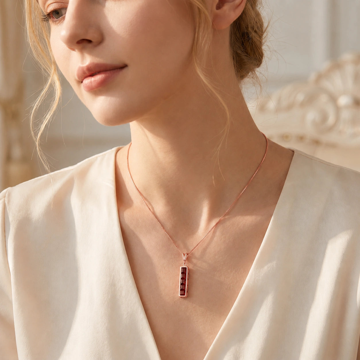 Rose Gold Necklace Peridot 10K — Giulietta