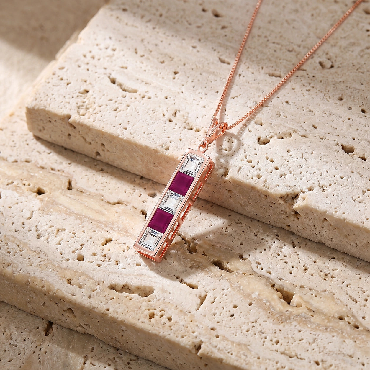 Rose Gold Necklace White Topaz 10K — Giulietta