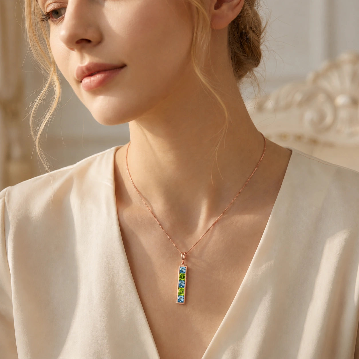 Rose Gold Necklace White Topaz 10K — Giulietta