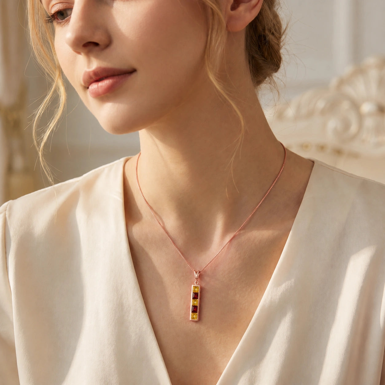 Rose Gold Necklace White Topaz 10K — Giulietta