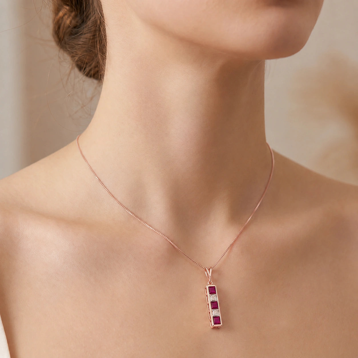Rose Gold Necklace White Topaz 10K — Giulietta