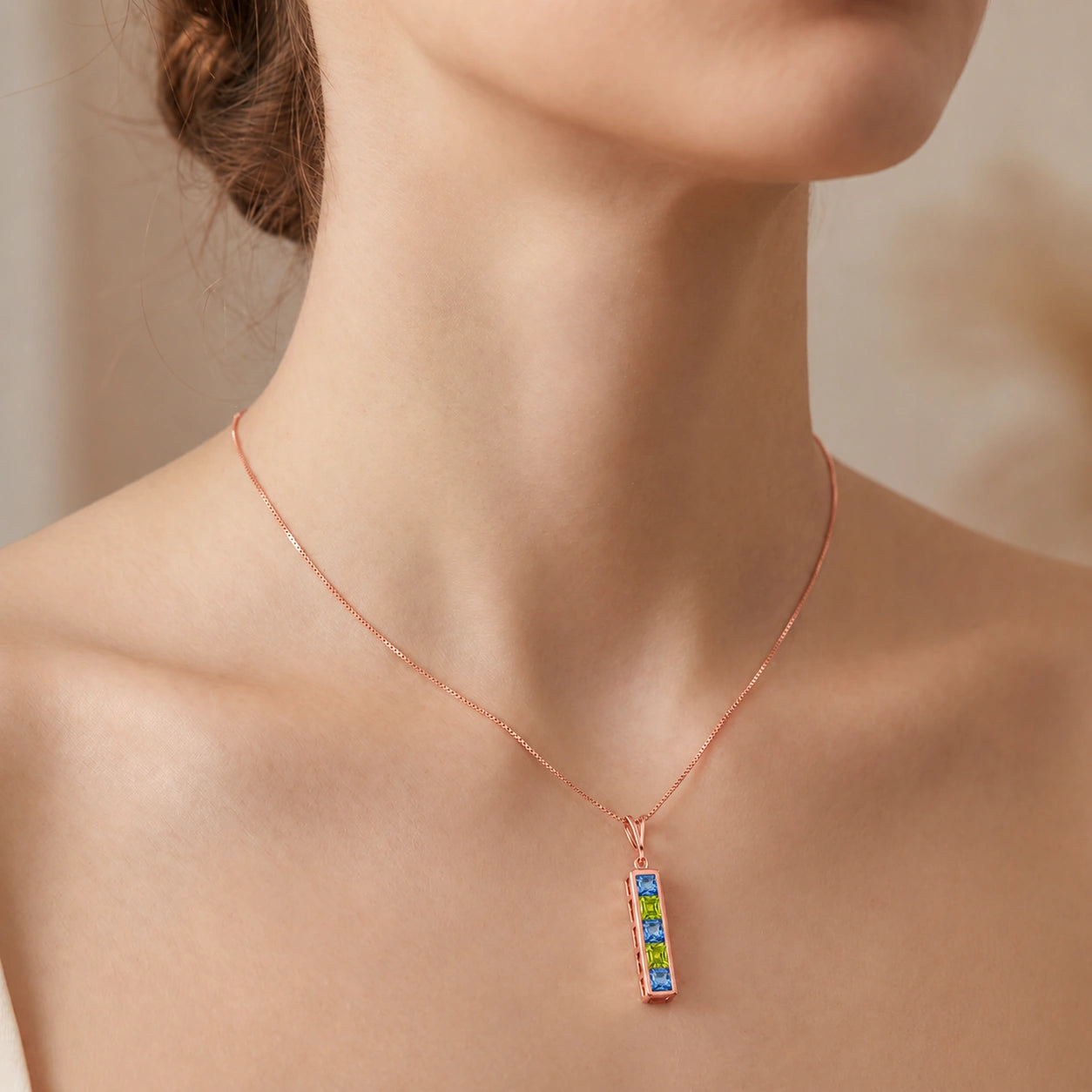 Rose Gold Necklace White Topaz 10K — Giulietta