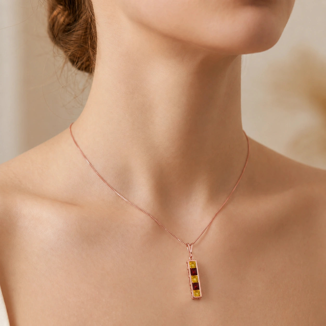 Rose Gold Necklace White Topaz 10K — Giulietta