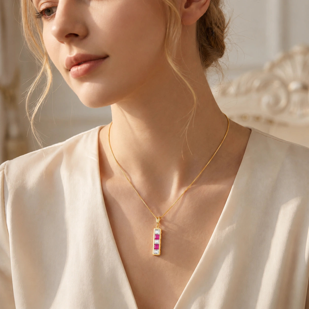 Yellow Gold Necklace White Topaz 10K — Giulietta
