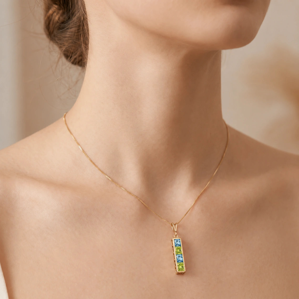 Yellow Gold Necklace White Topaz 10K — Giulietta