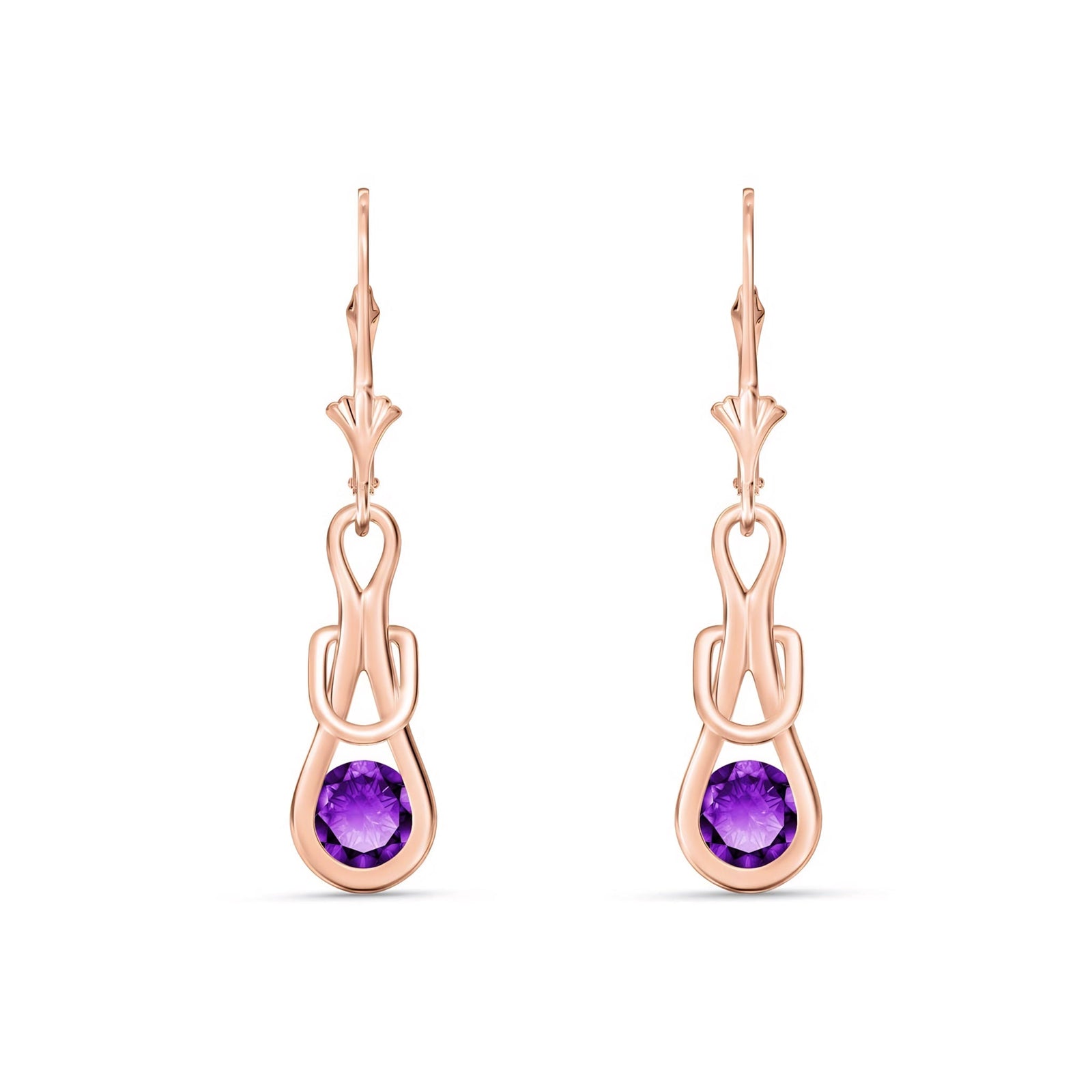 Rose Gold Earrings Amethyst 10K — Damiana