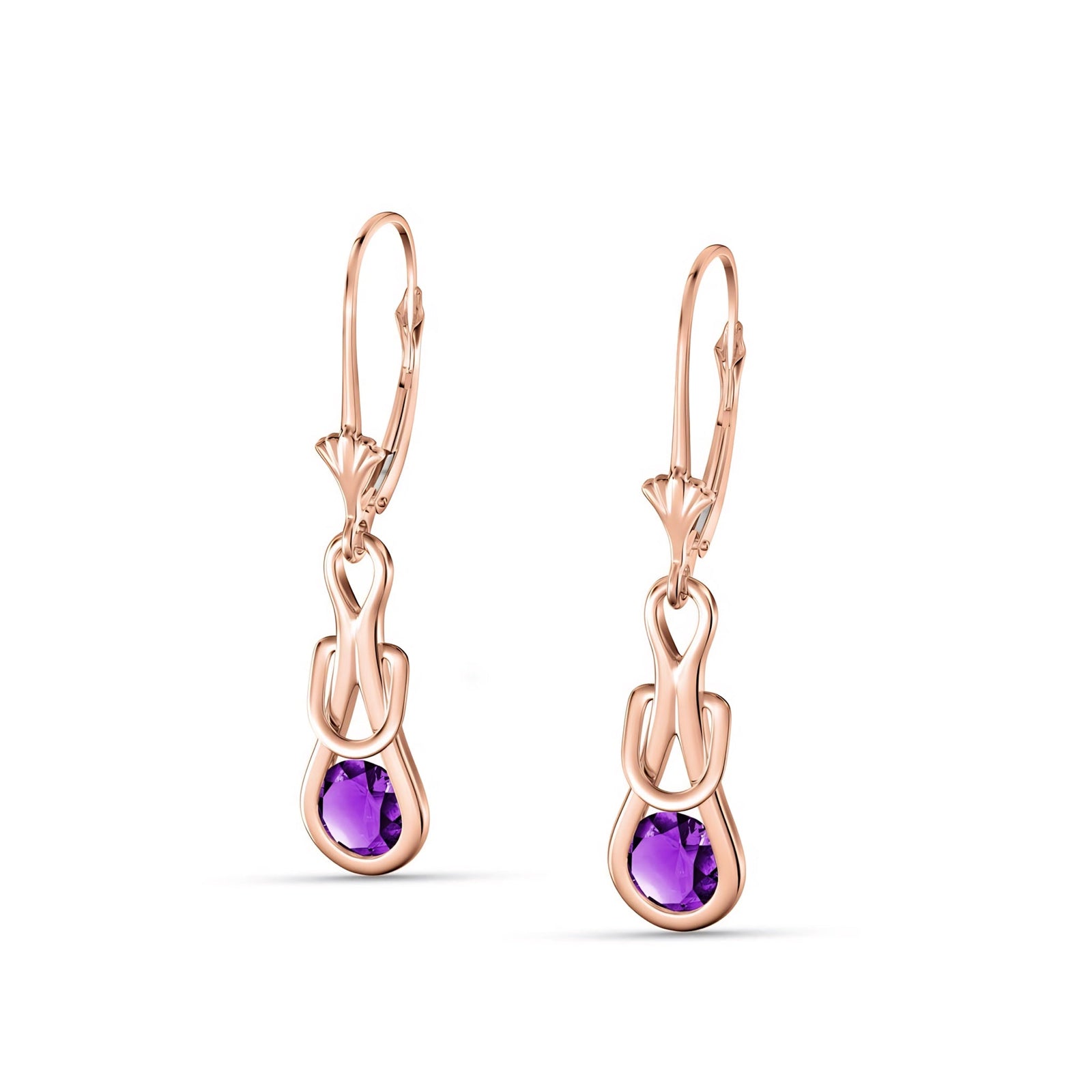 Rose Gold Earrings Amethyst 10K — Damiana