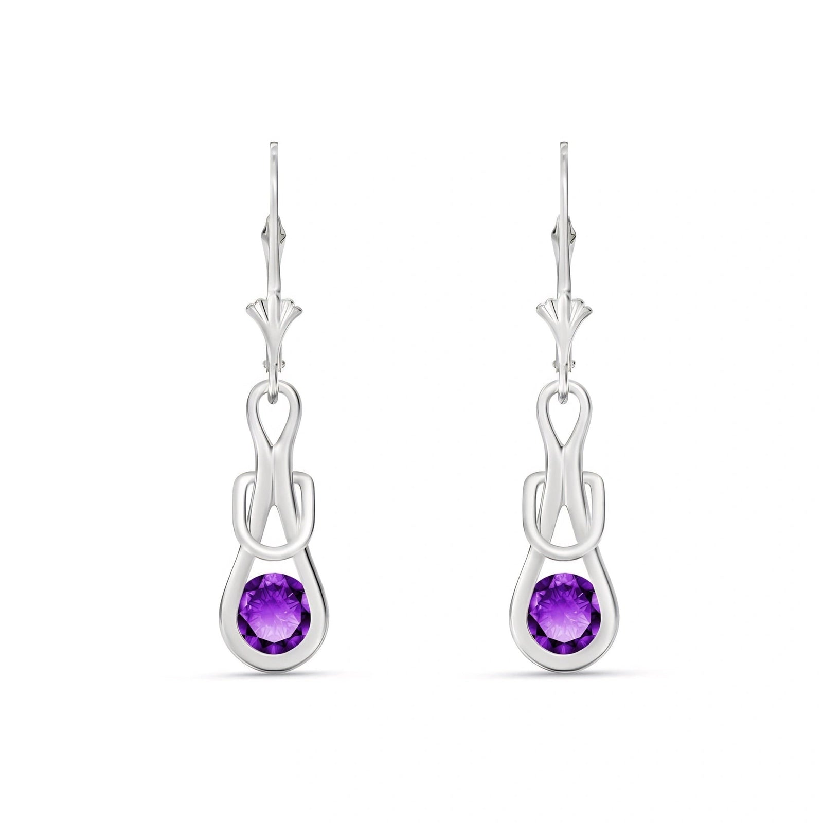 White Gold Earrings Amethyst 10K — Damiana