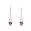 Yellow Gold Earrings Amethyst 10K — Damiana
