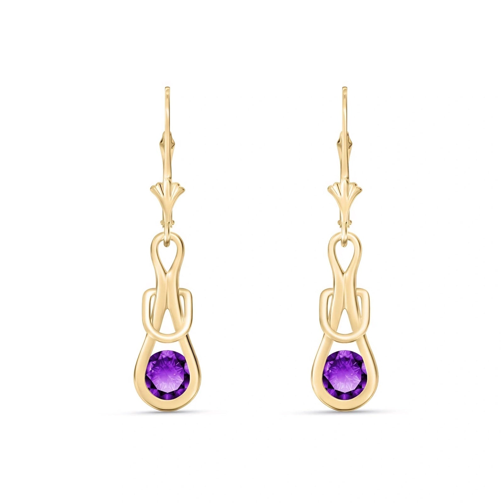 Yellow Gold Earrings Amethyst 10K — Damiana