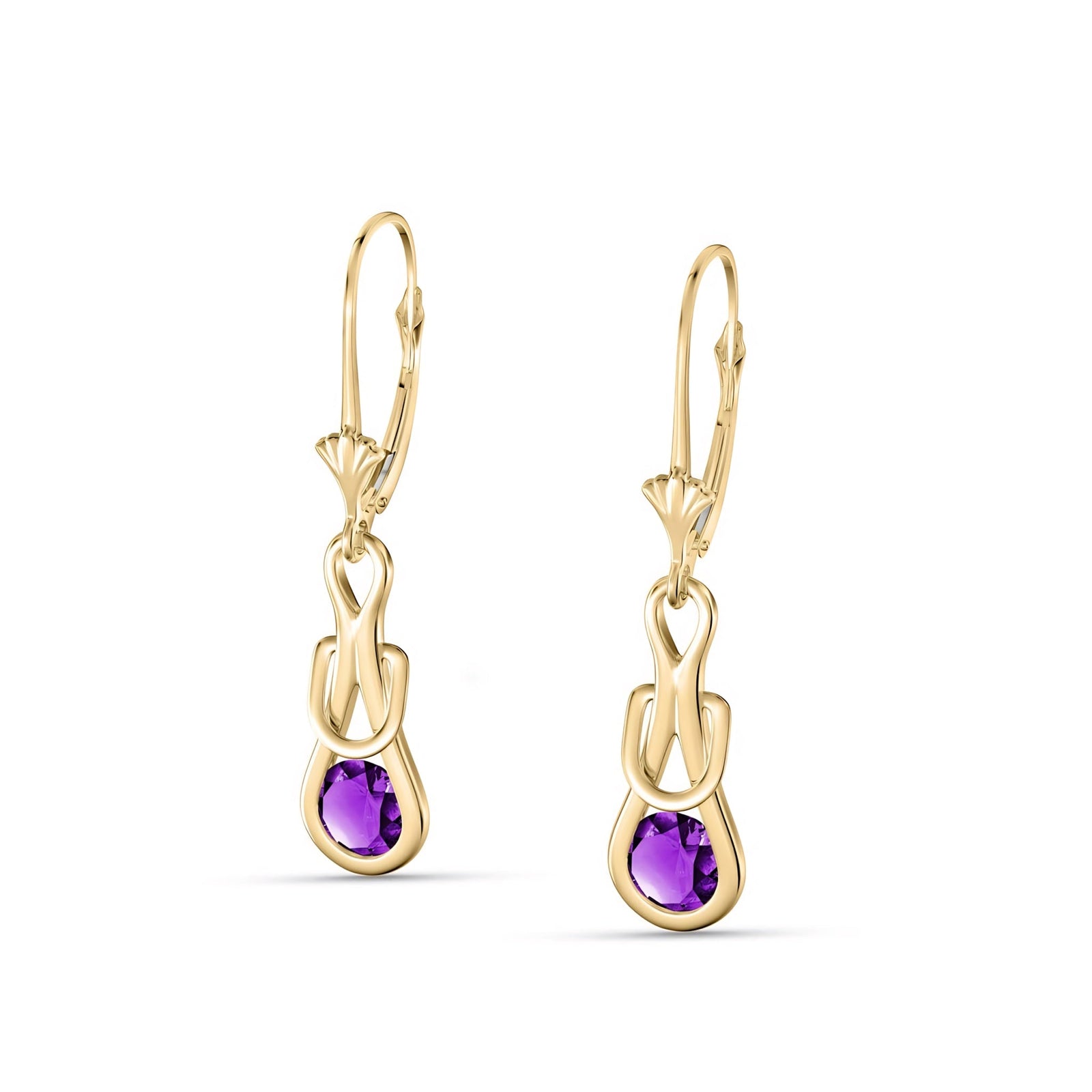 Yellow Gold Earrings Amethyst 10K — Damiana
