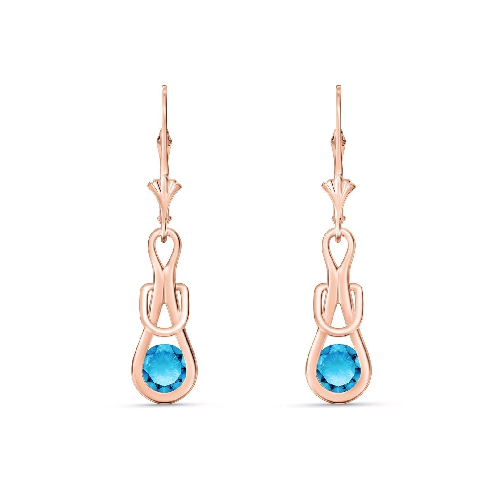 Rose Gold Earrings Blue Topaz 10K — Damiana