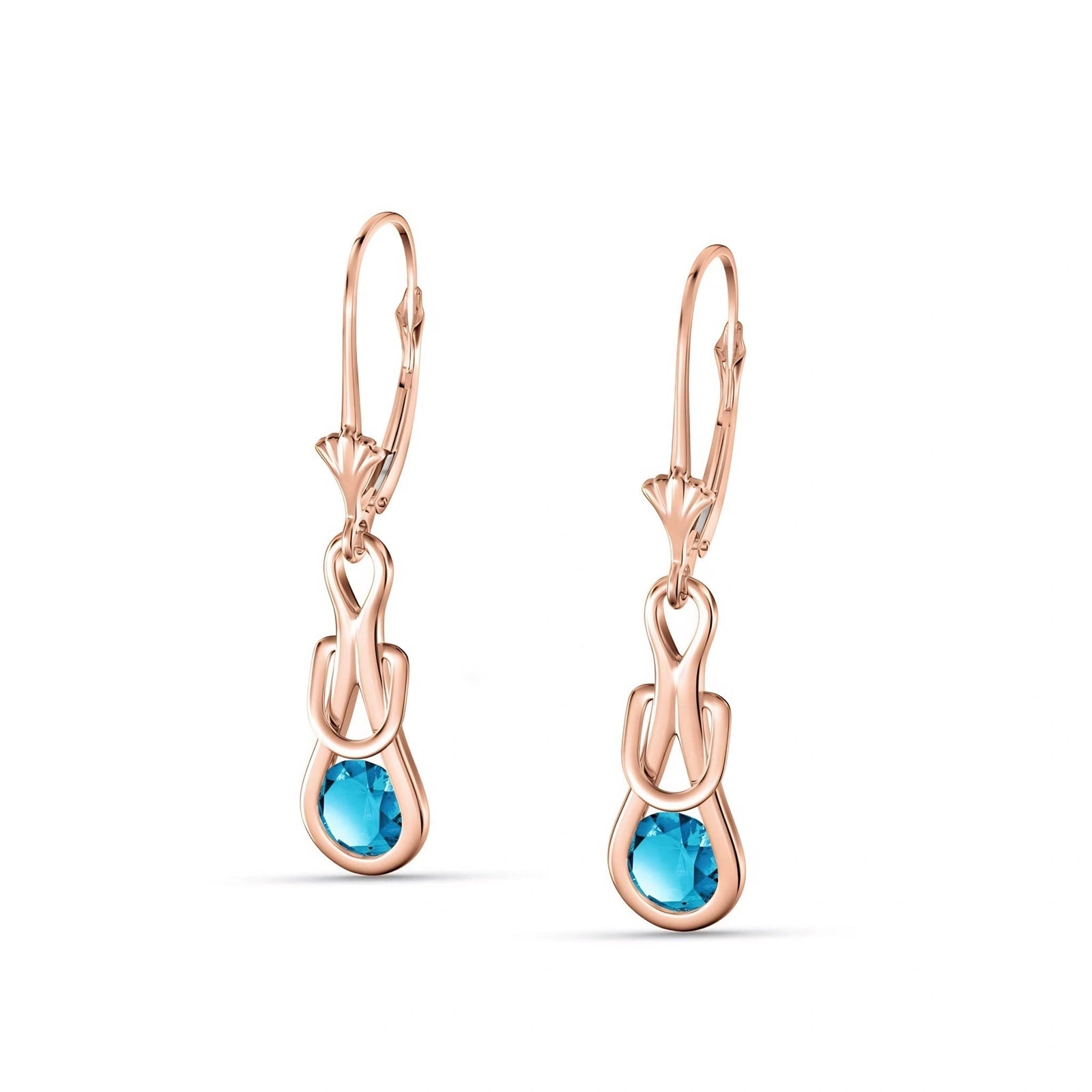 Rose Gold Earrings Blue Topaz 10K — Damiana