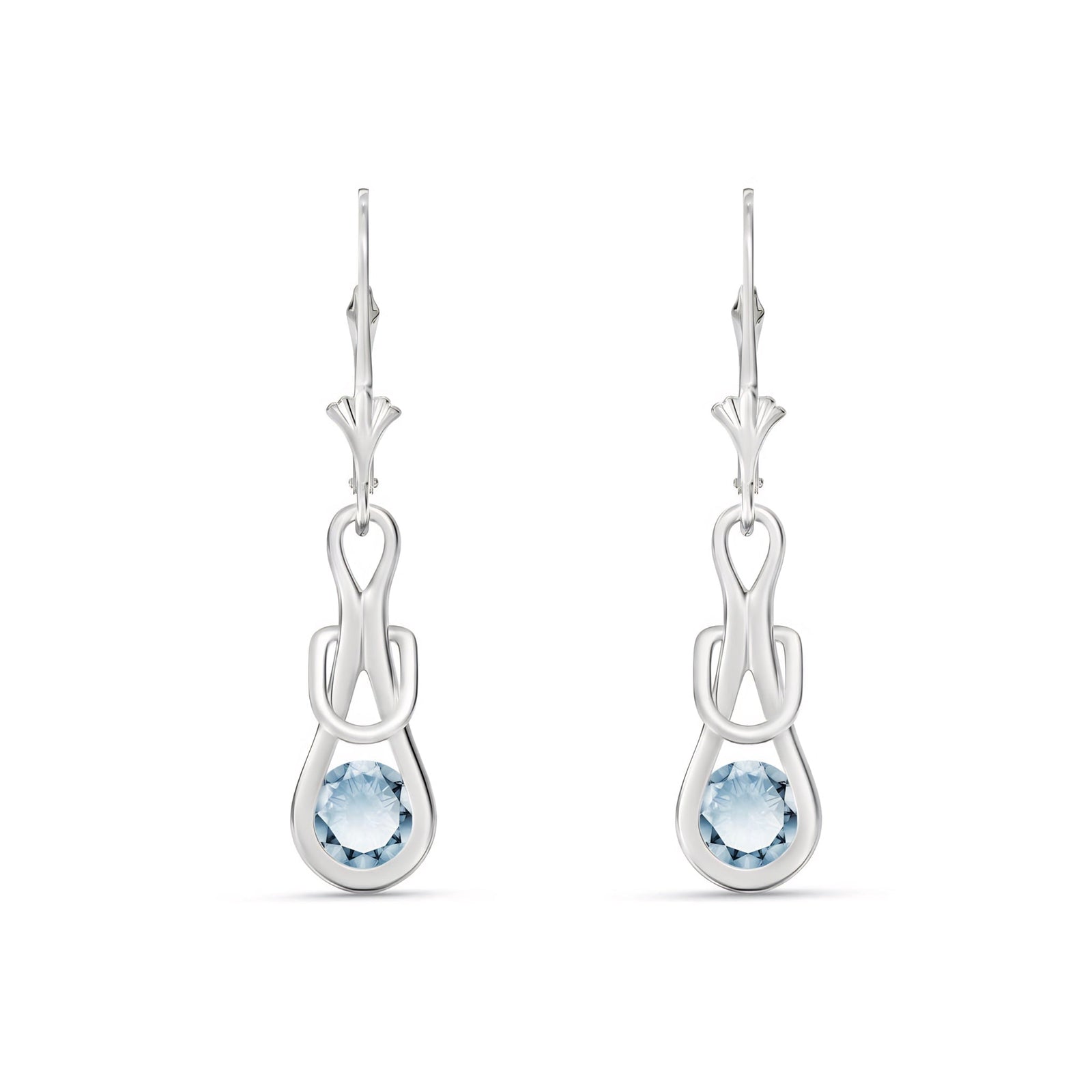 White Gold Earrings Blue Topaz 10K — Damiana