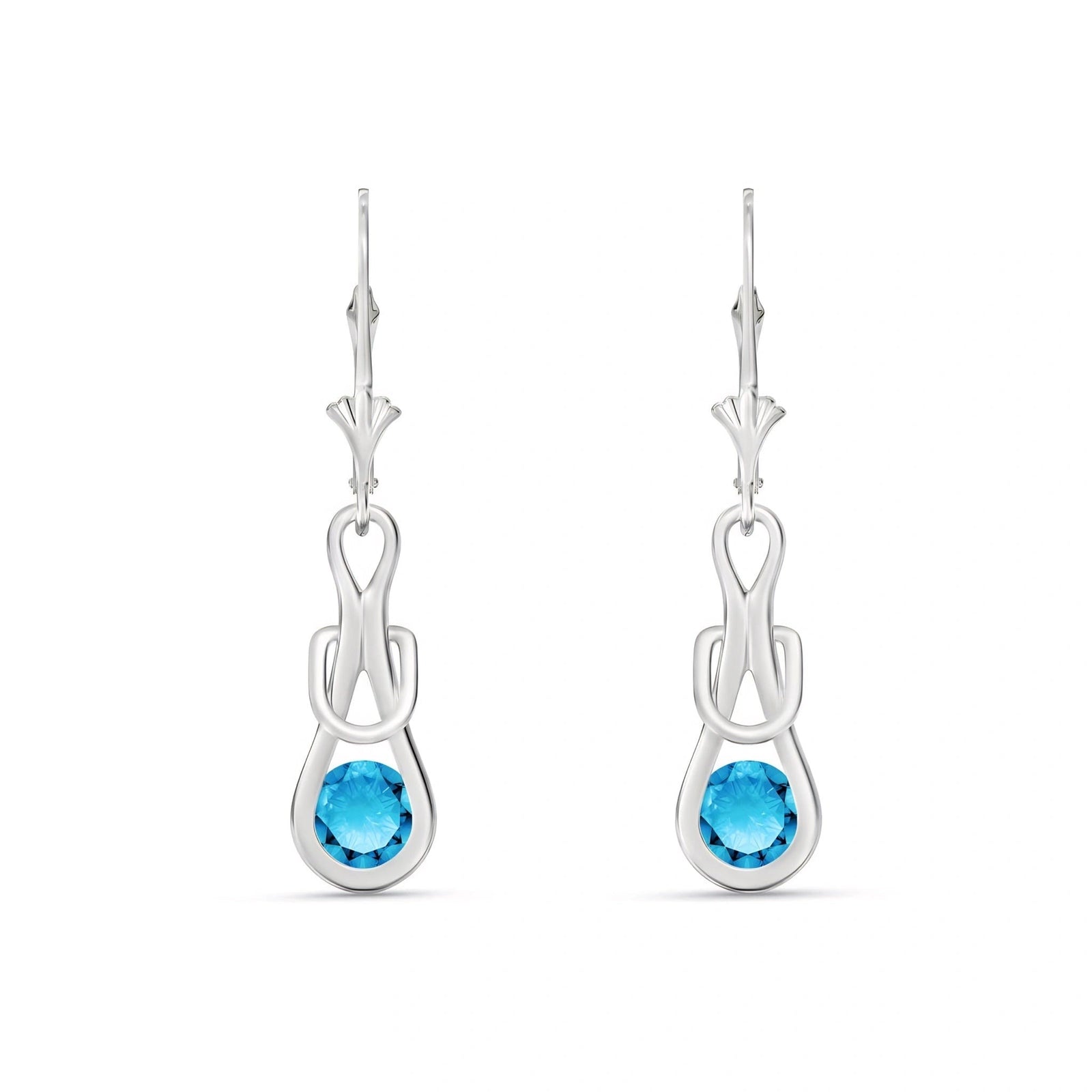 White Gold Earrings Blue Topaz 10K — Damiana