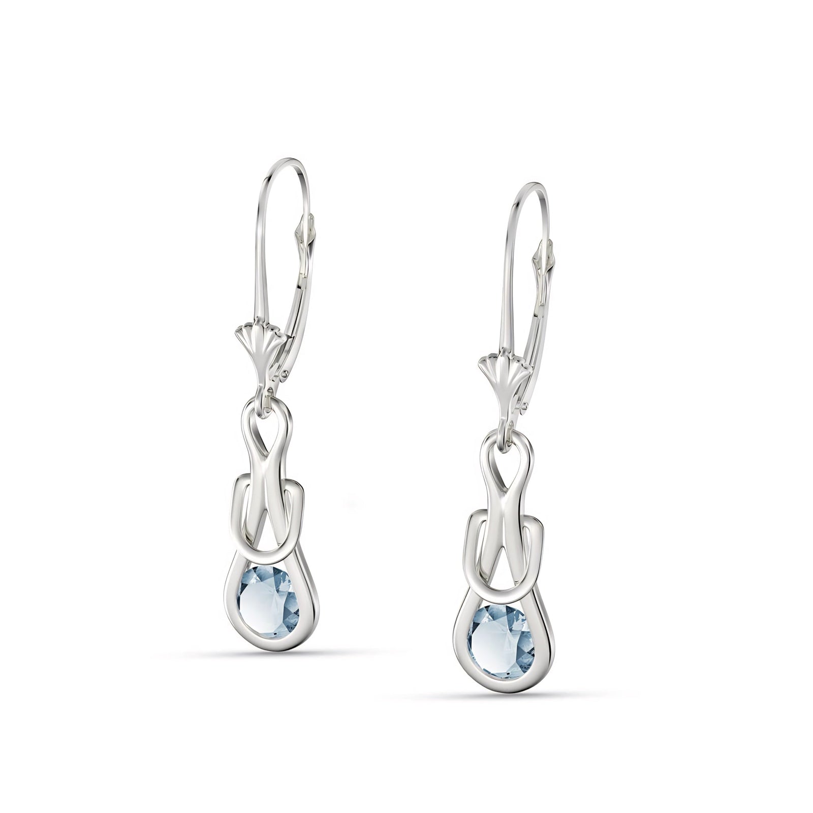 White Gold Earrings Blue Topaz 10K — Damiana