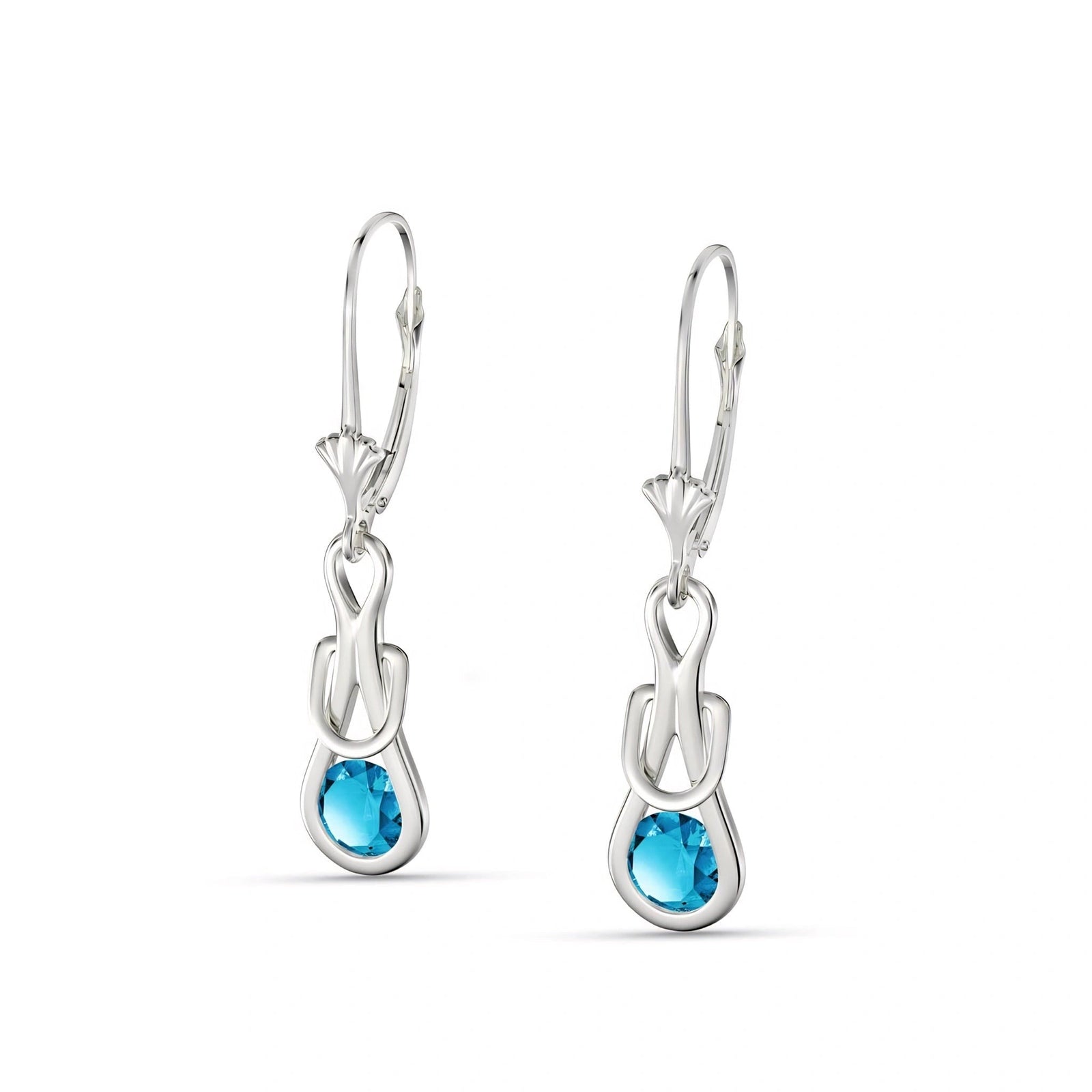 White Gold Earrings Blue Topaz 10K — Damiana