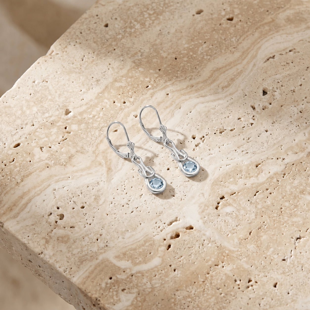 White Gold Earrings Blue Topaz 10K — Damiana