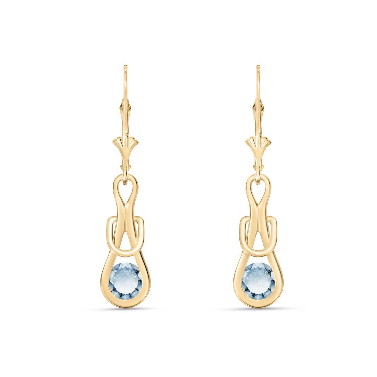 Yellow Gold Earrings Blue Topaz 10K — Damiana