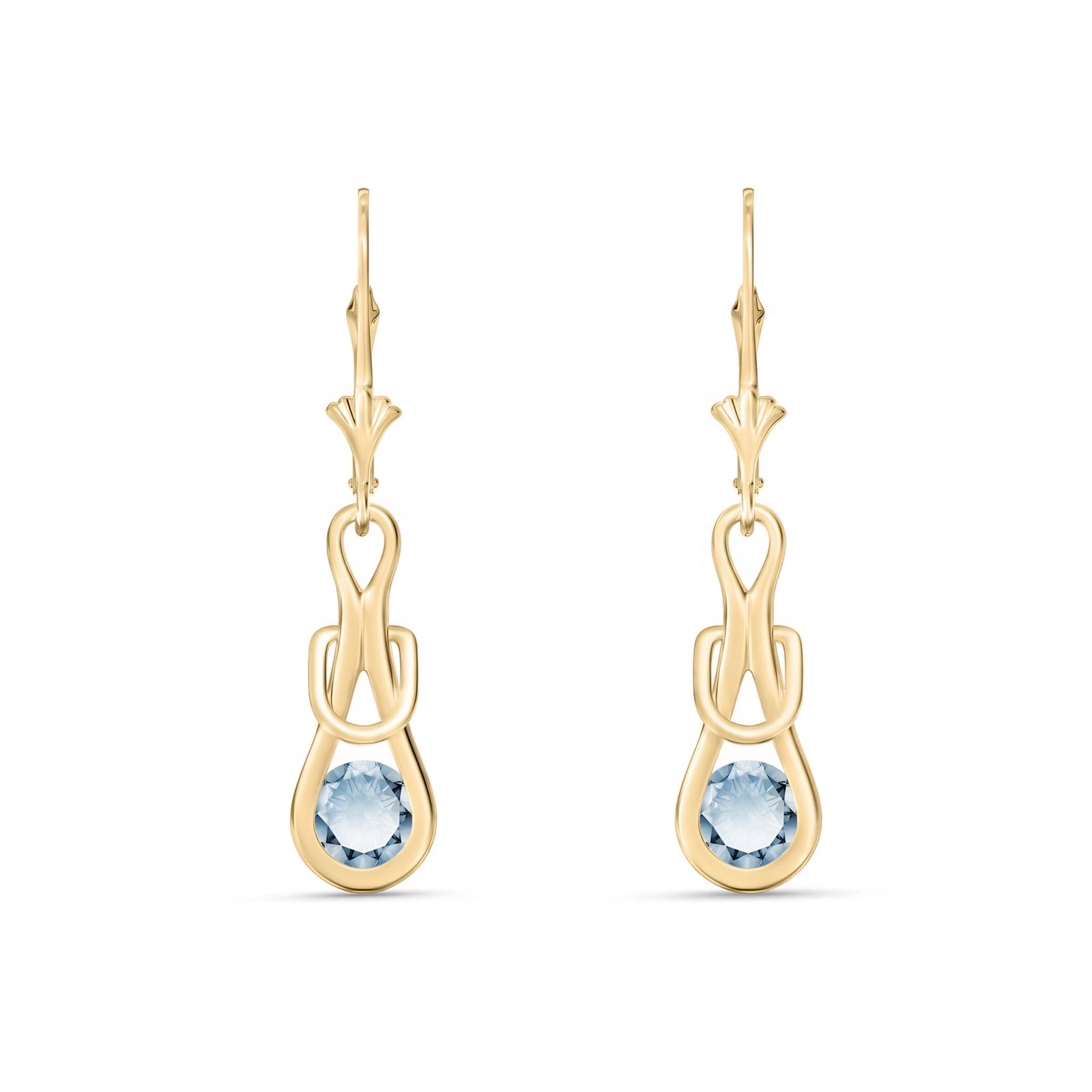 Yellow Gold Earrings Blue Topaz 10K — Damiana