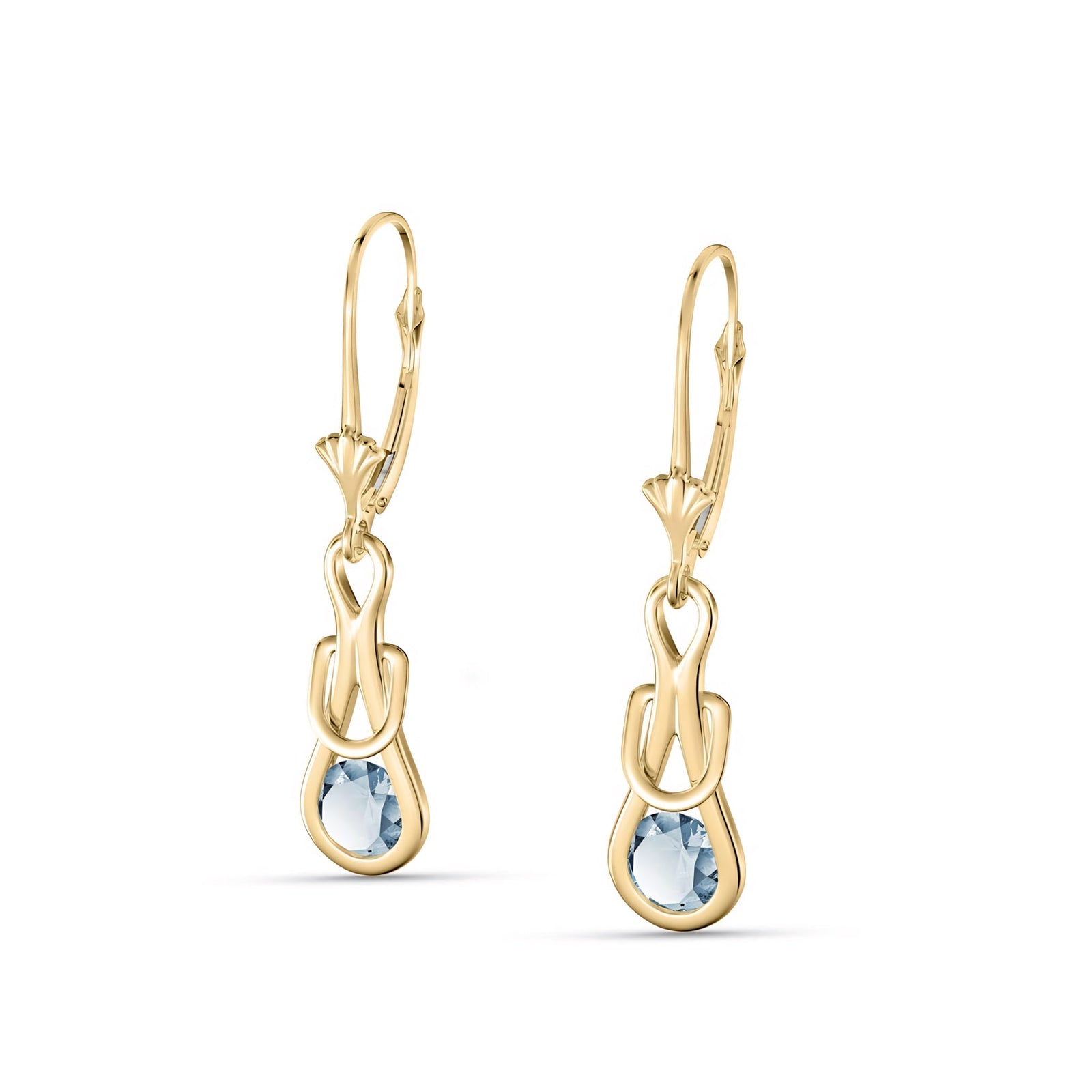 Yellow Gold Earrings Blue Topaz 10K — Damiana