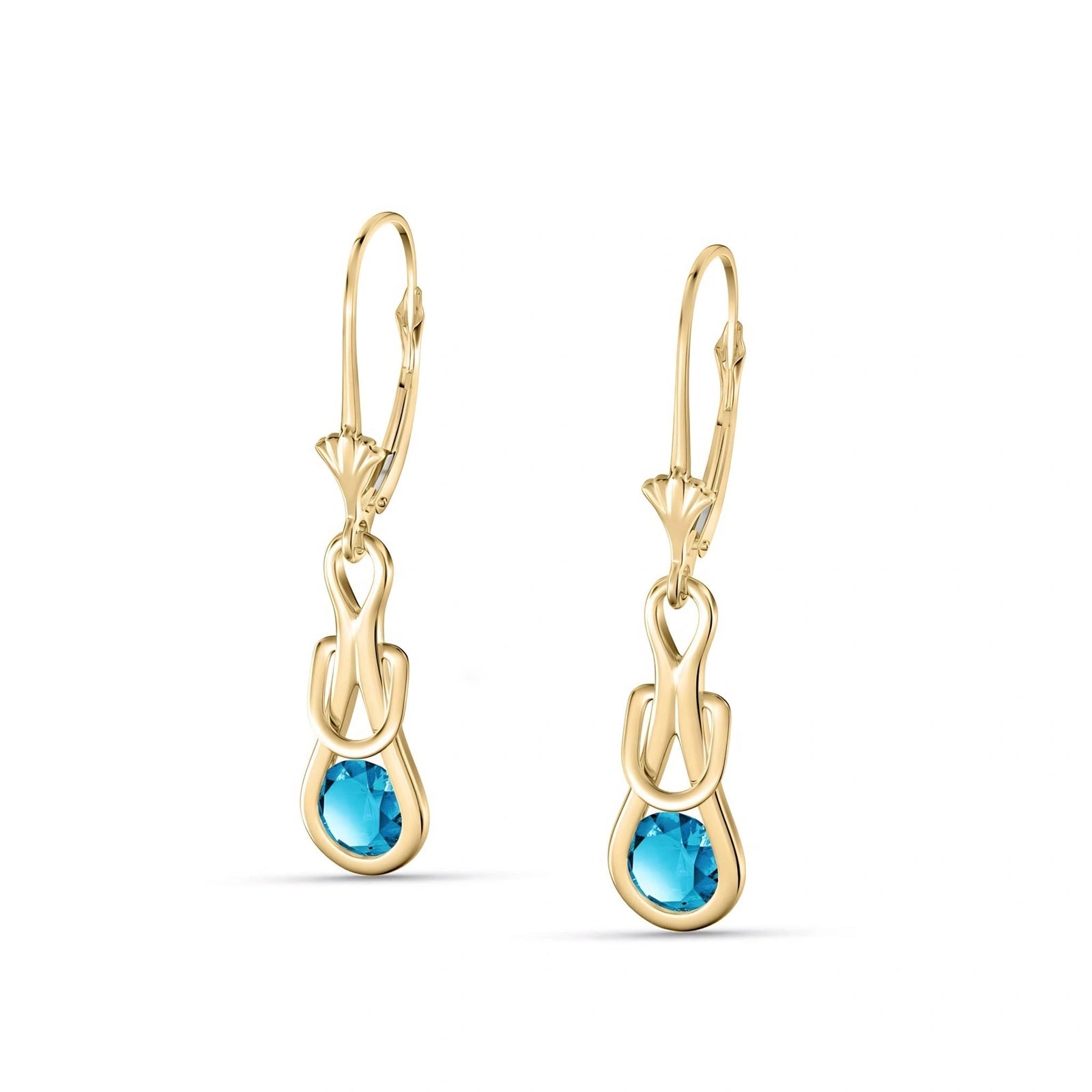 Yellow Gold Earrings Blue Topaz 10K — Damiana