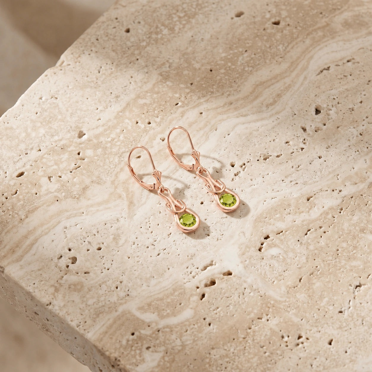 Rose Gold Earrings Peridot 10K — Damiana