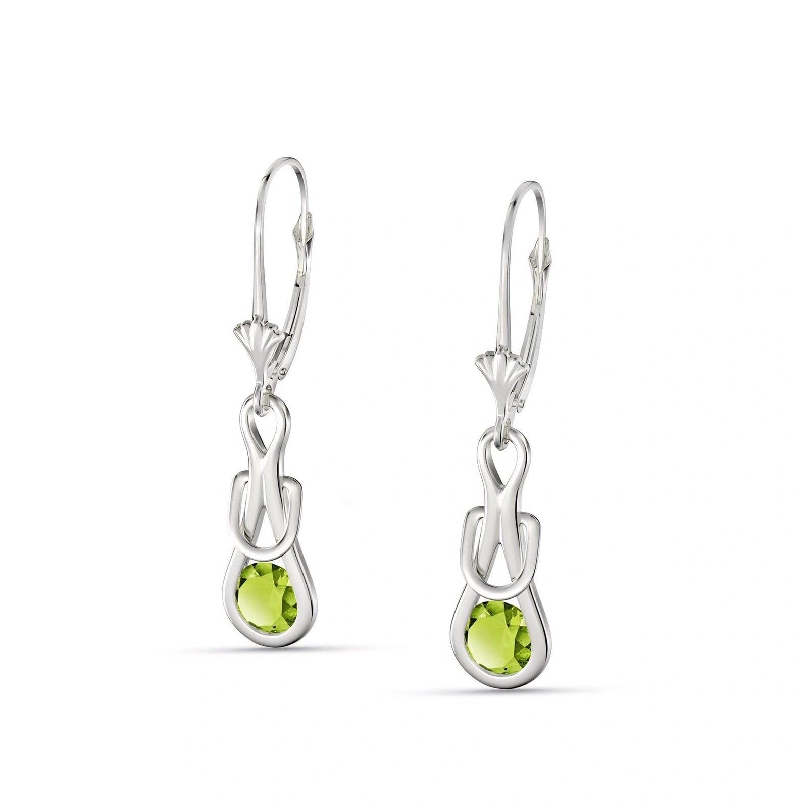 White Gold Earrings Peridot 10K — Damiana
