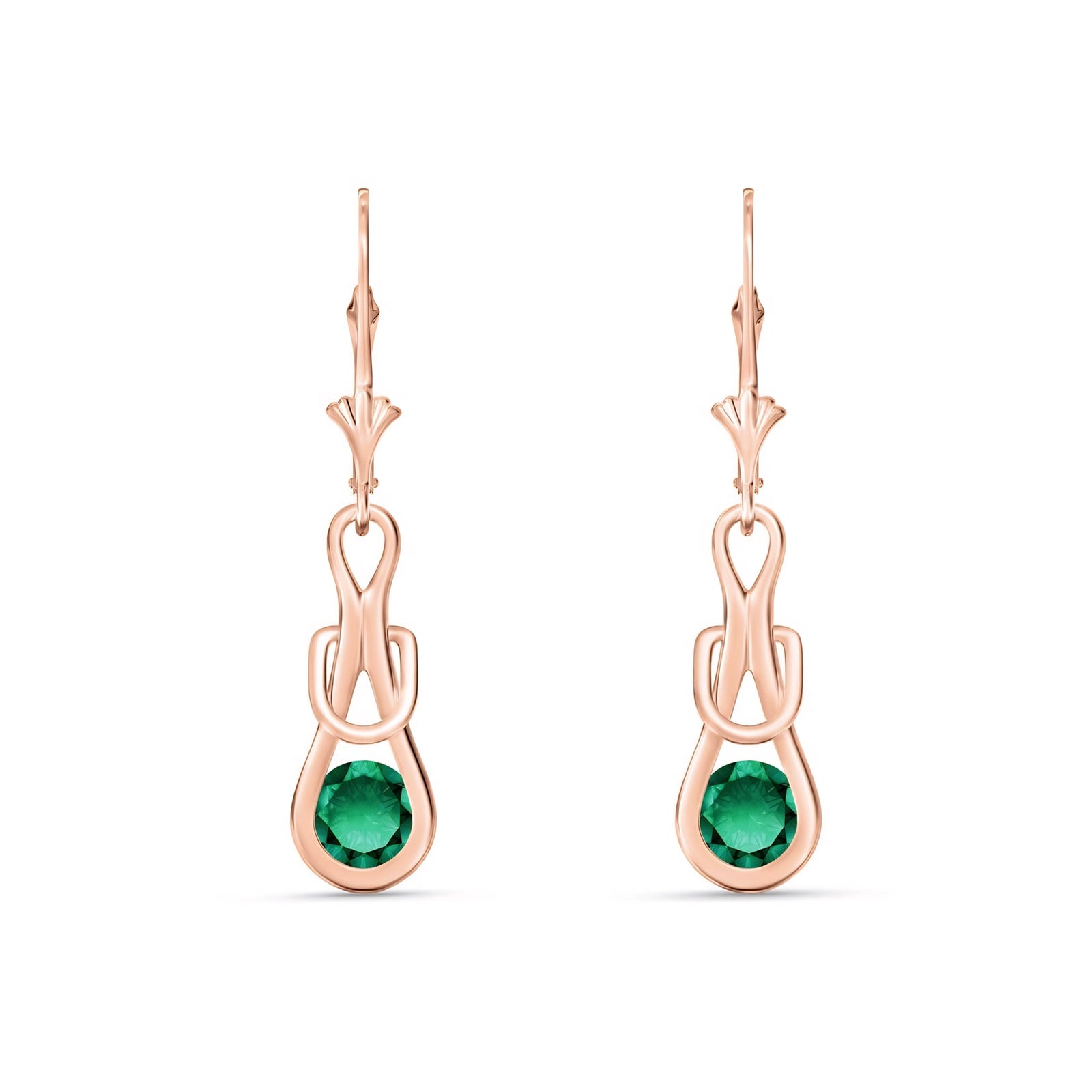 Rose Gold Earrings Emerald 10K — Damiana