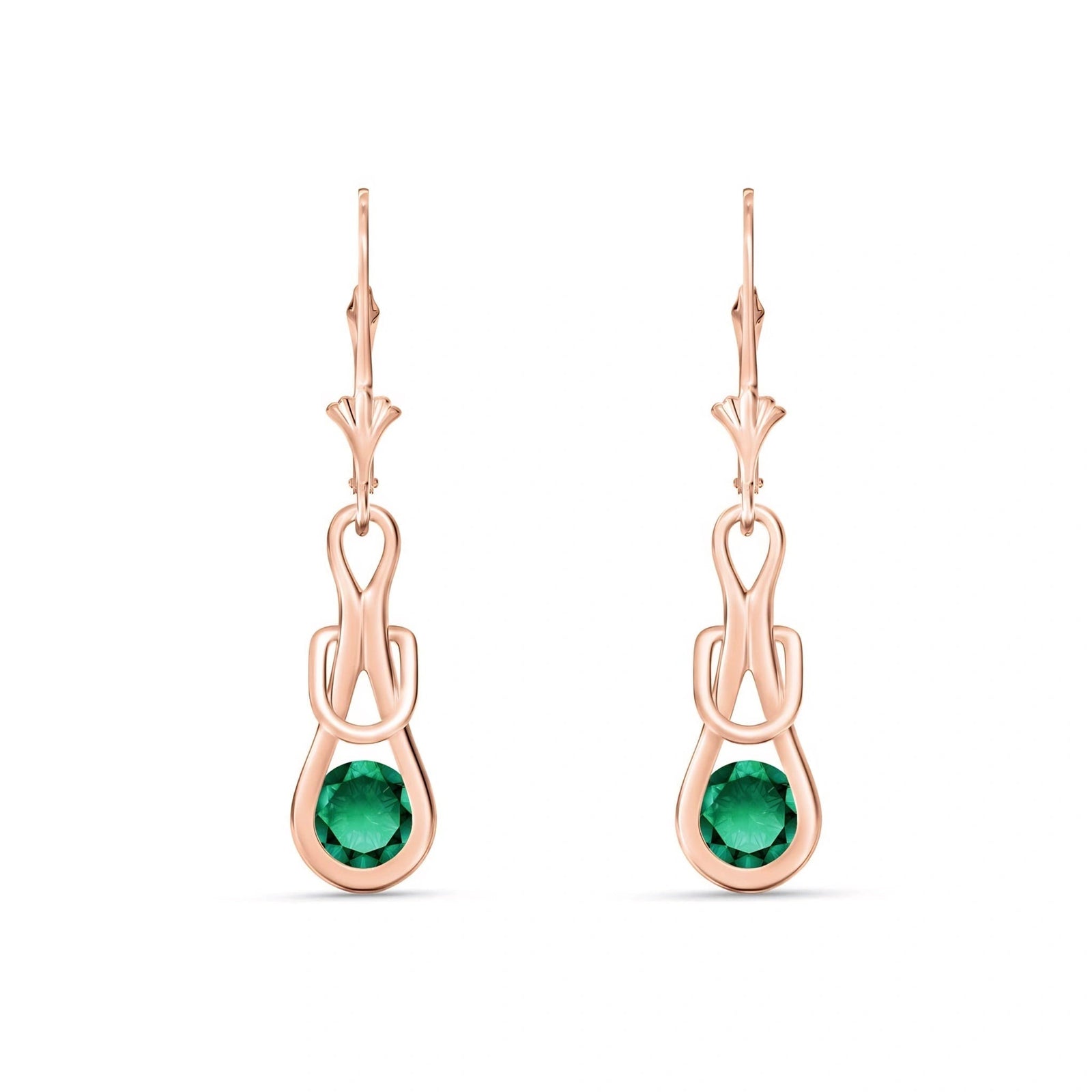 Rose Gold Earrings Emerald 10K — Damiana