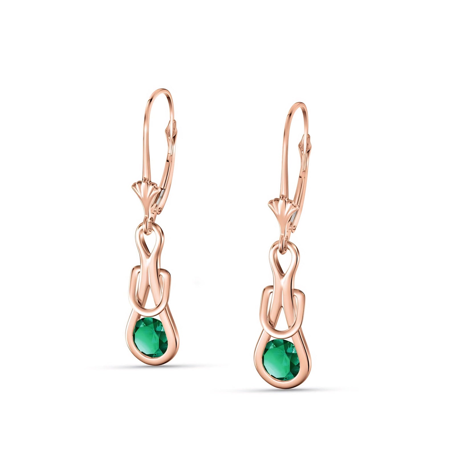 Rose Gold Earrings Emerald 10K — Damiana