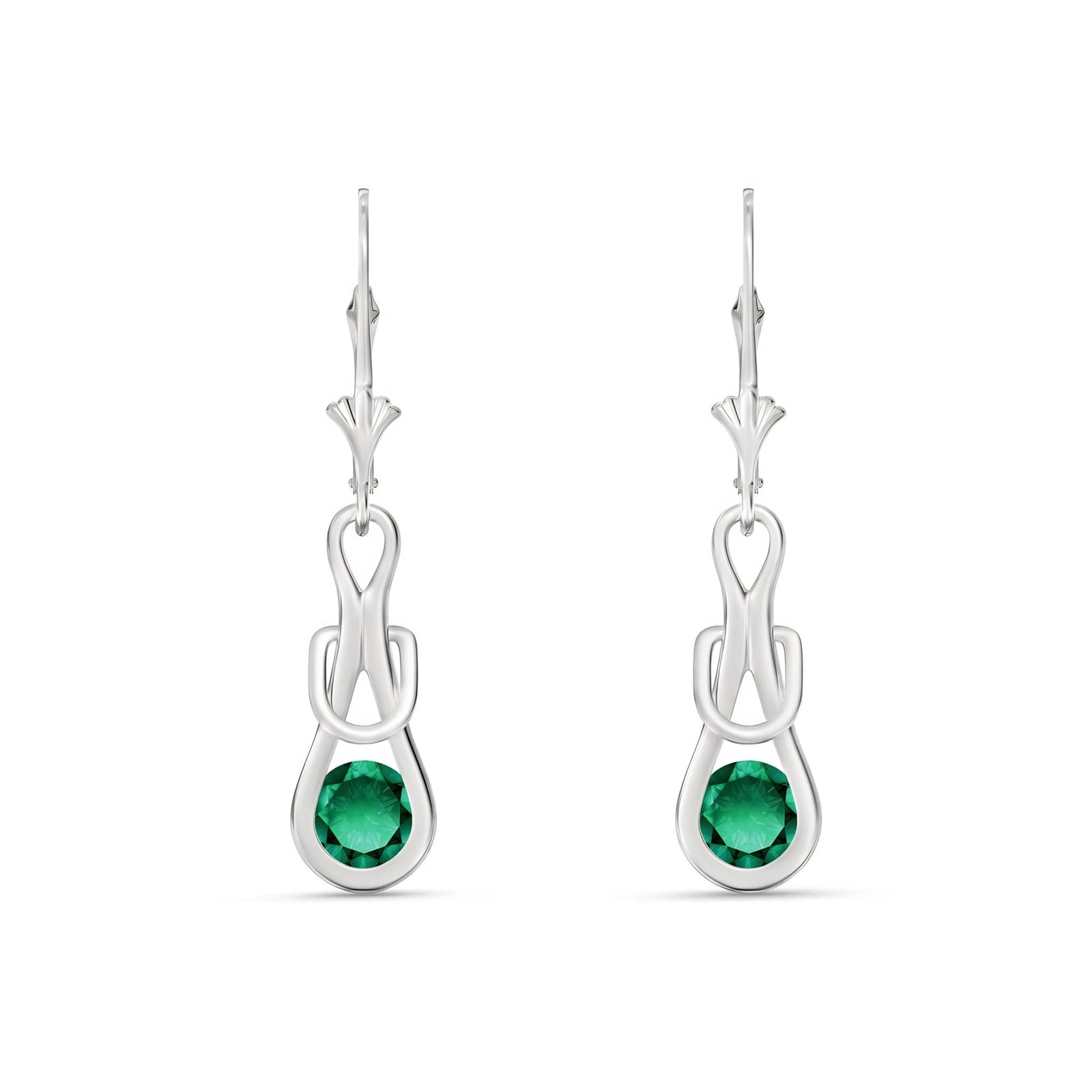 White Gold Earrings Emerald 10K — Damiana