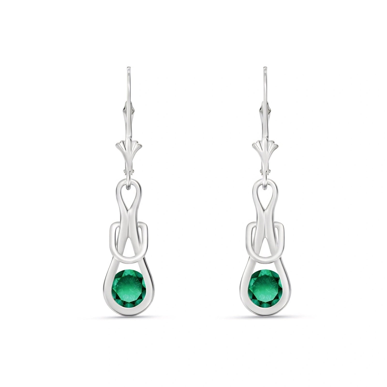 White Gold Earrings Emerald 10K — Damiana