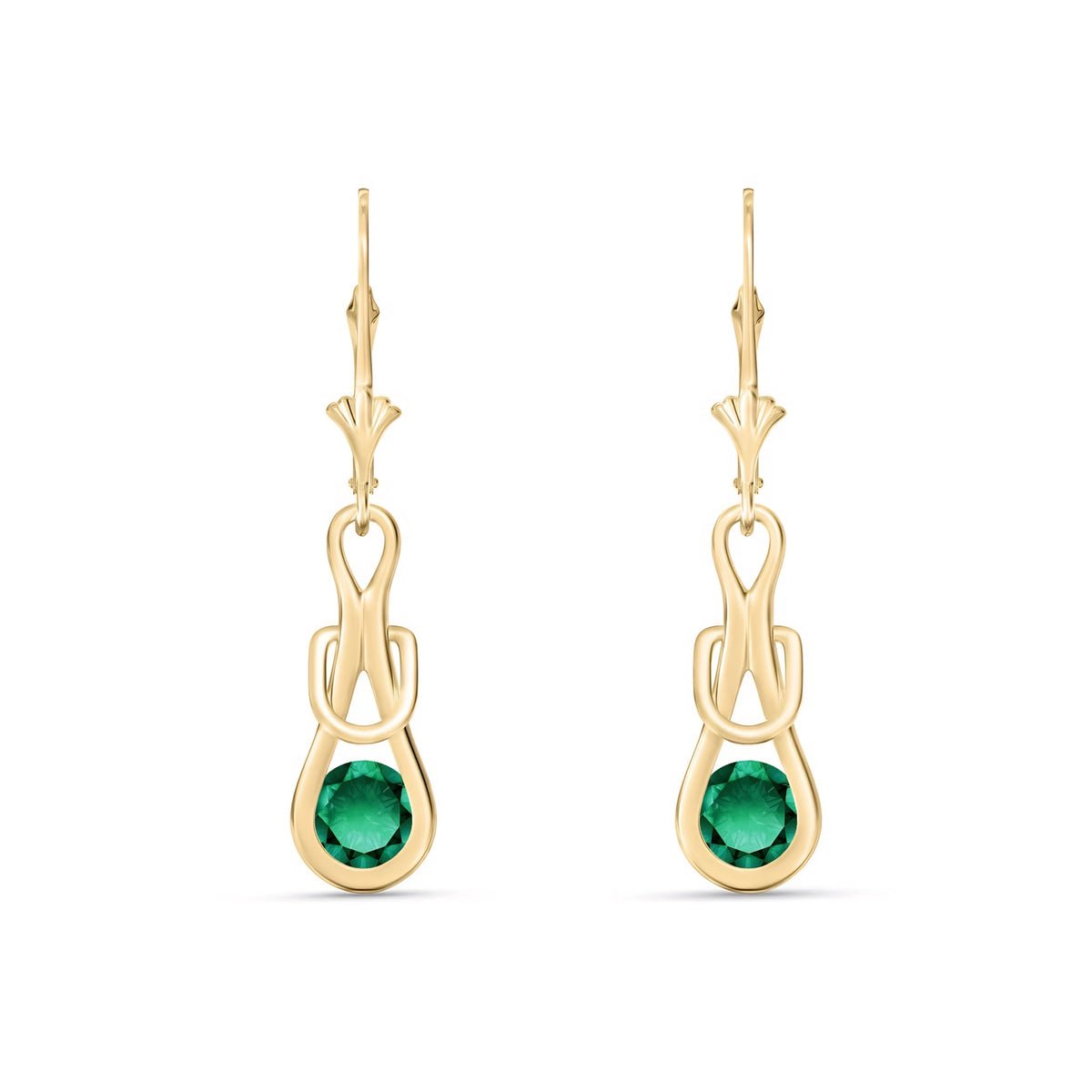 Yellow Gold Earrings Emerald 10K — Damiana