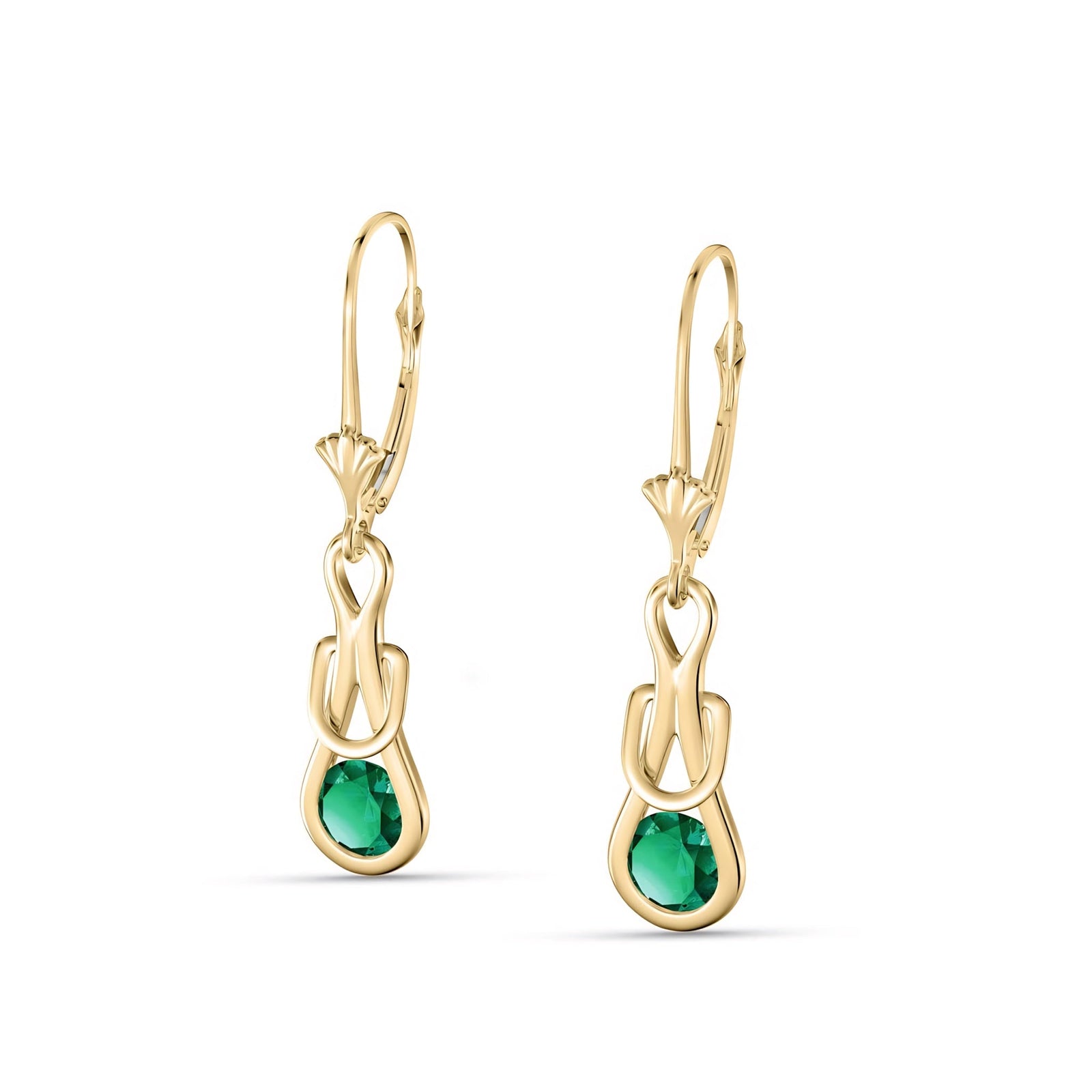 Yellow Gold Earrings Emerald 10K — Damiana